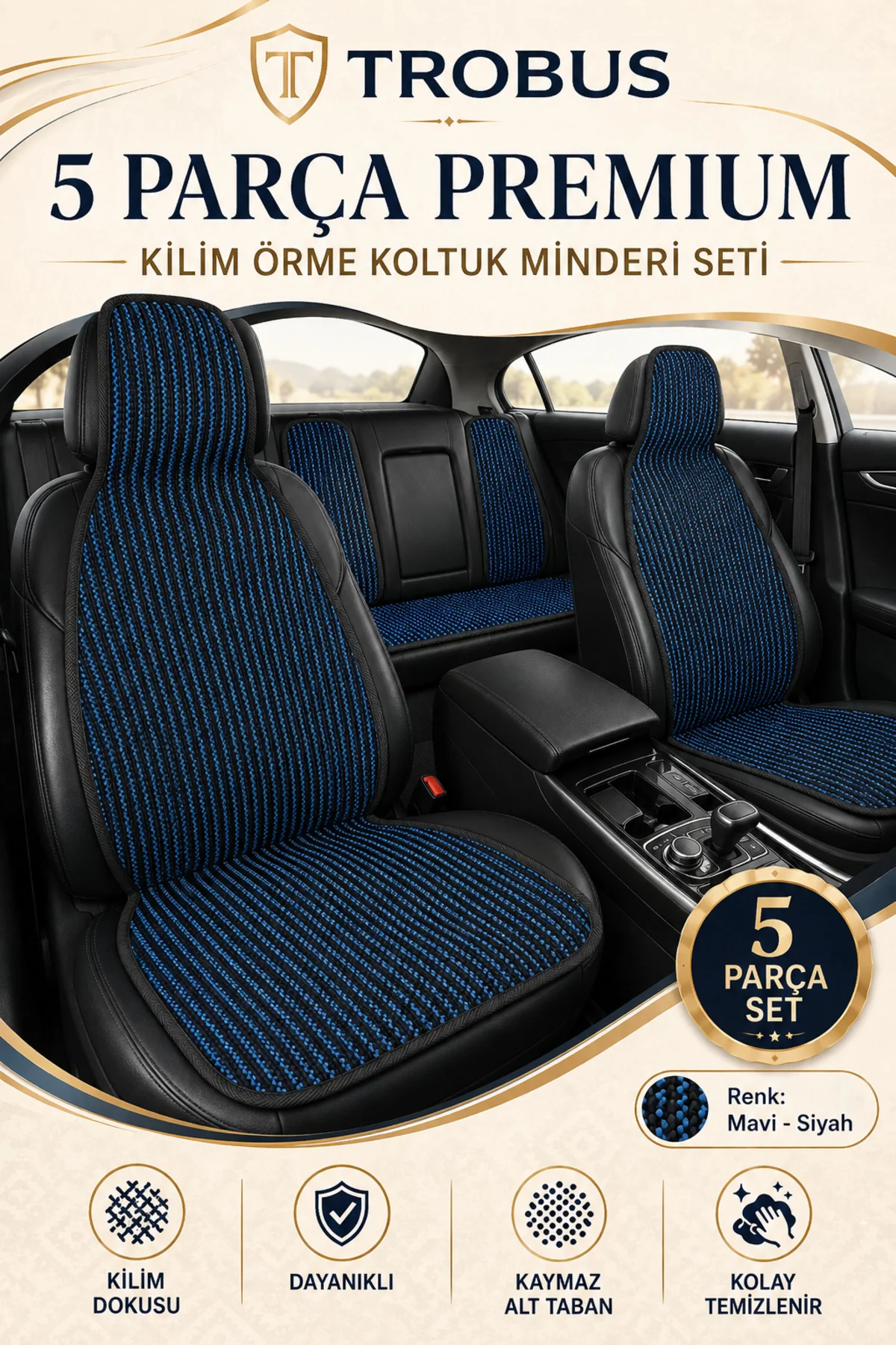 Audi A4 2015-2018 Premium Örme 5 Parça Koltuk Minderi Siyah - Mavi Fiyatı, Yorumları ve Özellikleri