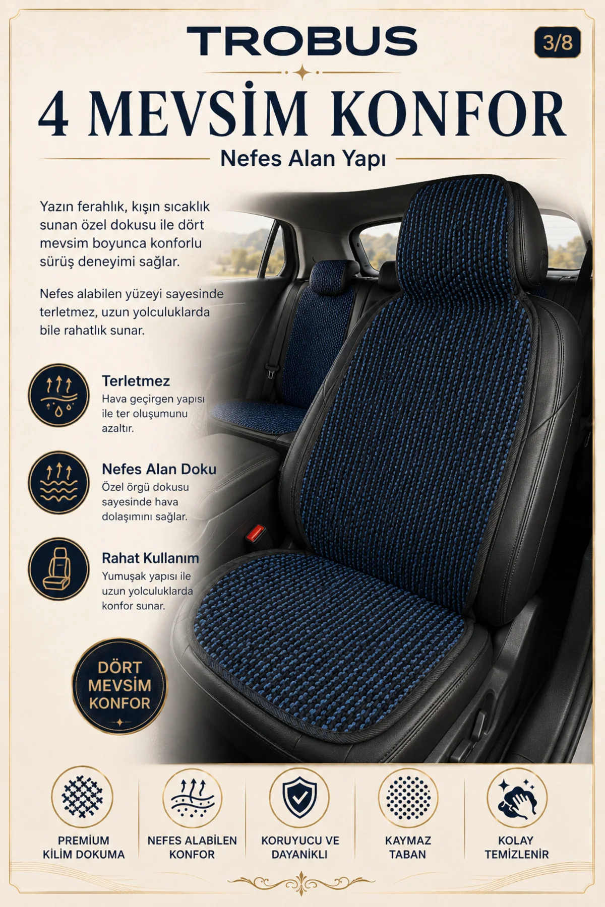 Audi A4 2015-2018 Premium Örme 5 Parça Koltuk Minderi Siyah - Mavi Fiyatı, Yorumları ve Özellikleri