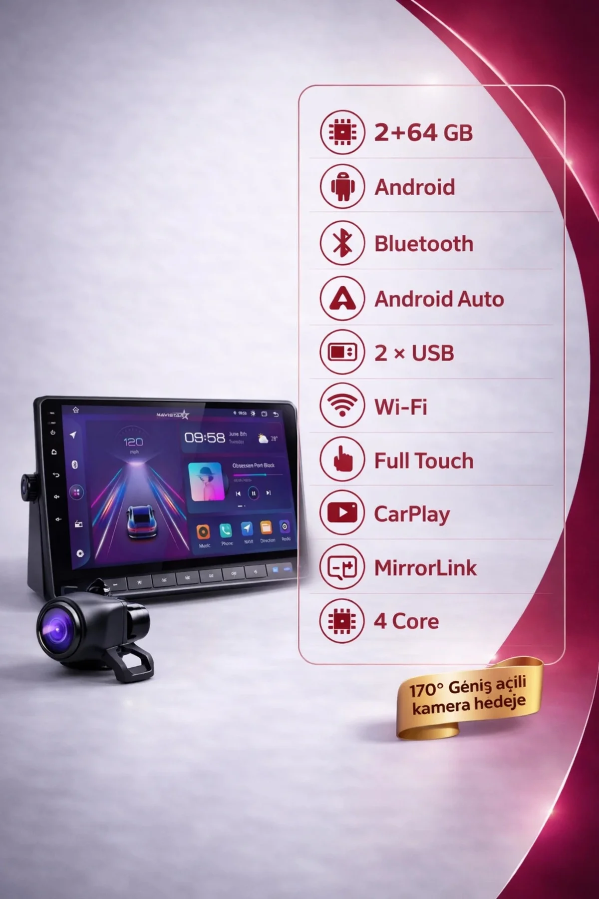 Audi A4 9 İnç Android 13 Multimedya 2+64GB Kablosuz CarPlay 2000-