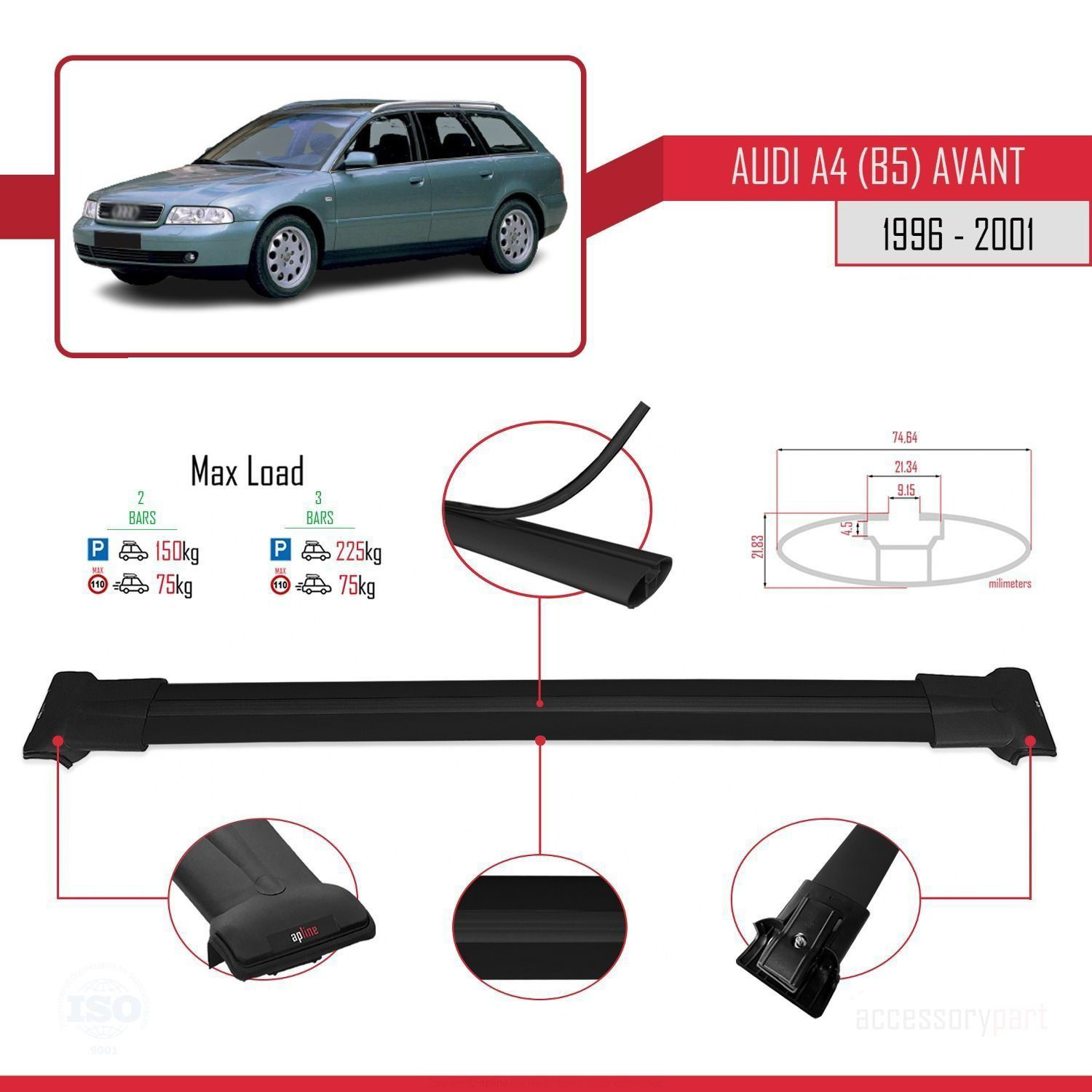 Audi A4 (B5) Avant 1996-2001 Arası ile uyumlu FLY Model Ara Atkı 