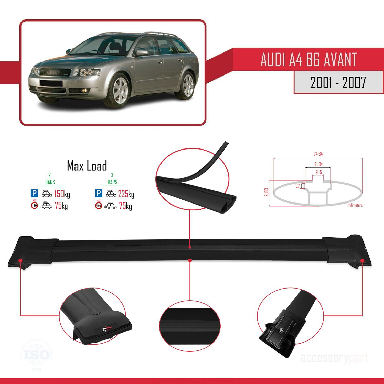 Audi A4 (B6) AVANT 2001-2007 Arası ile uyumlu FLY Model Ara Atkı Audi A4 (B6) AVANT 2001-2007 Arası ile uyumlu FLY Model Ara Atkı