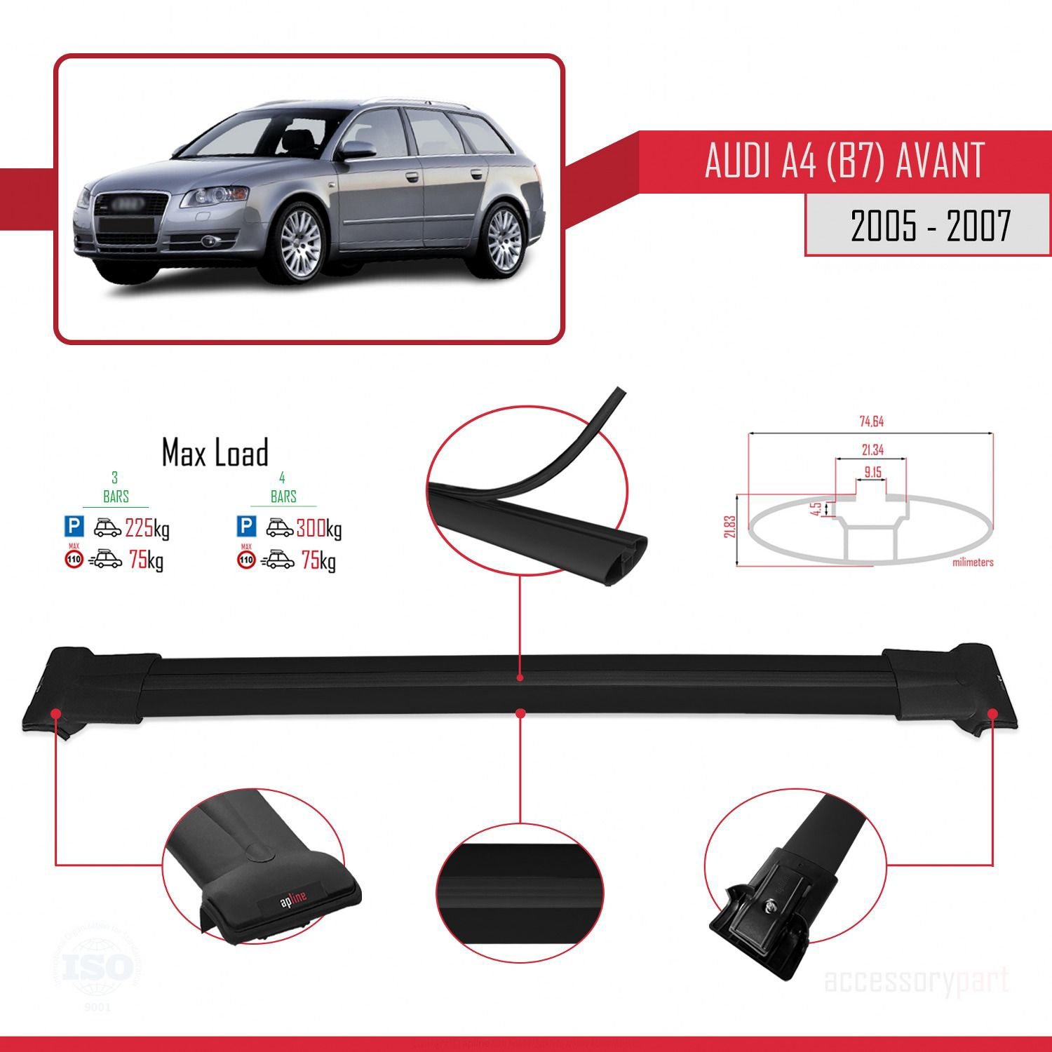 Audi A4 (B7) Avant 2005-2007 Arası ile uyumlu FLY Model Ara Atkı 