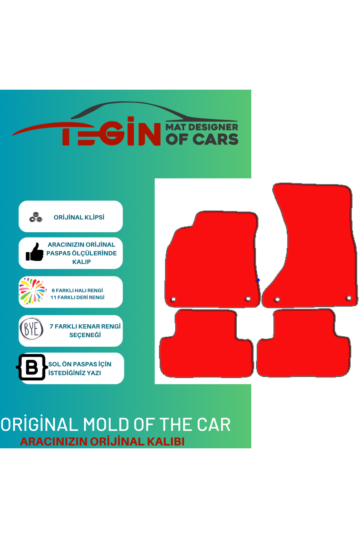 Audi A4 B8 2008-2015 Prime Siyah Halı Kırmızı Kenar Halı Paspas