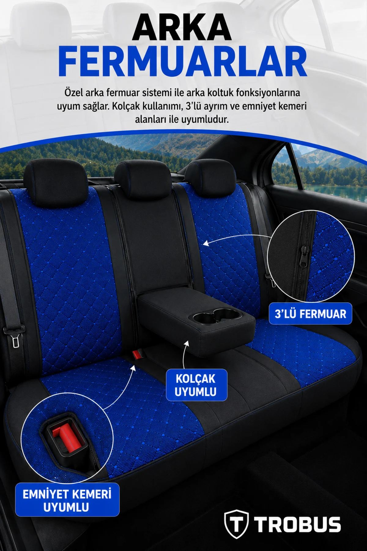 Audi A4 B8/K 2007-2015 Uyumlu SoftCotton Serisi Pamuklu Oto Koltuk Kılıfı Mavi - Siyah Fiyatı, Yorumları ve Özellikleri