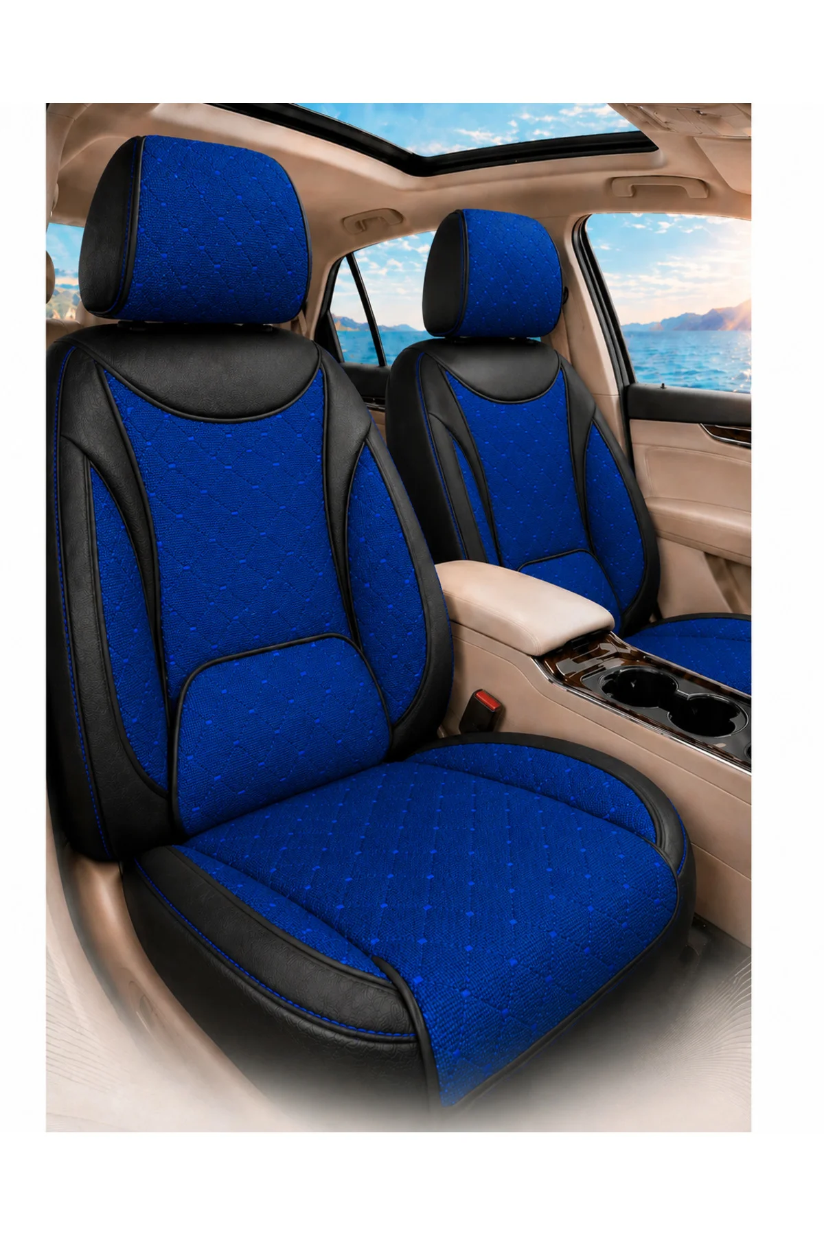 Audi A4 B8/K 2007-2015 Uyumlu SoftCotton Serisi Pamuklu Oto Koltuk Kılıfı Mavi - Siyah Fiyatı, Yorumları ve Özellikleri
