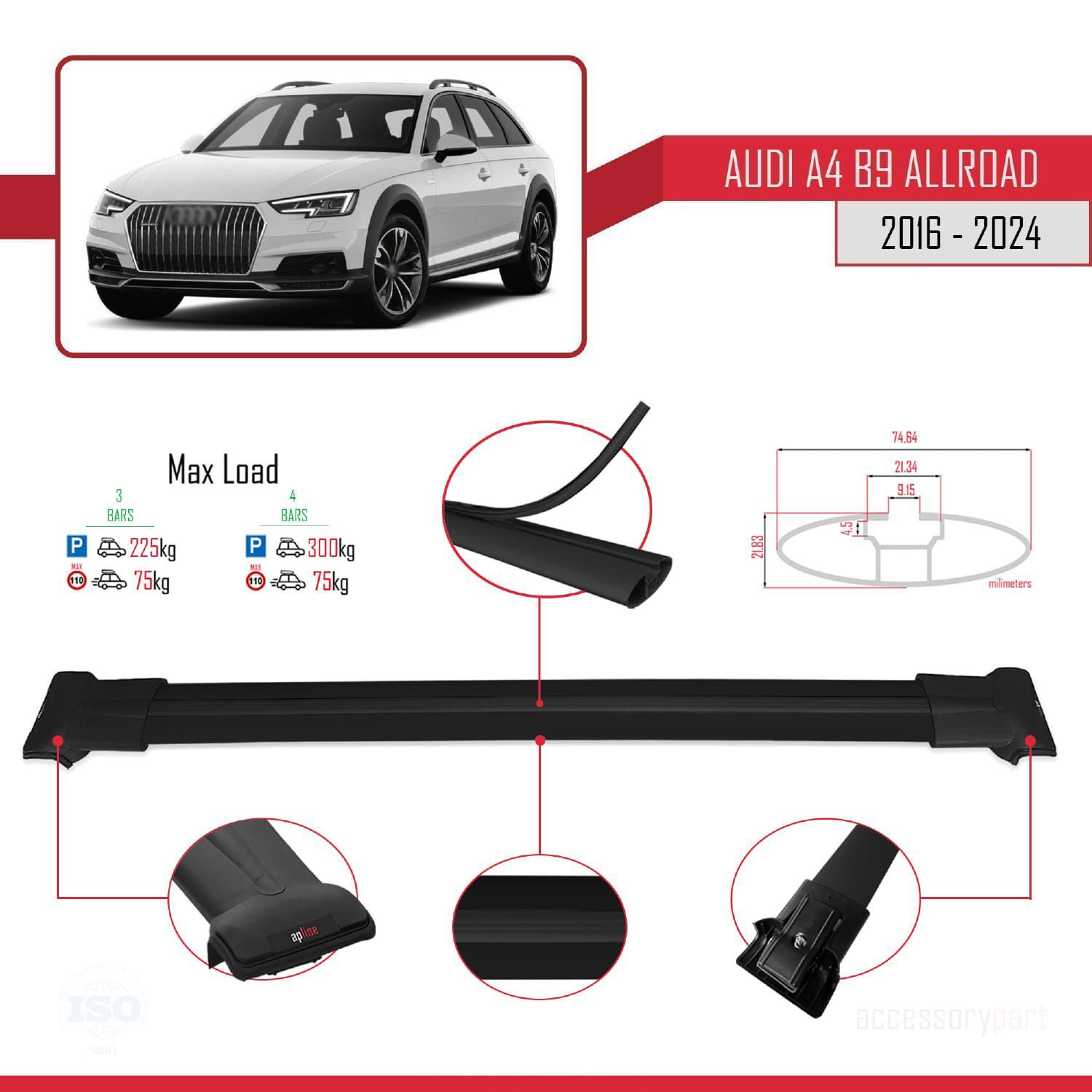 Audi A4 (B9) ALLROAD 2016 ve Sonrası ile Uyumlu FLY Model Ara Atk