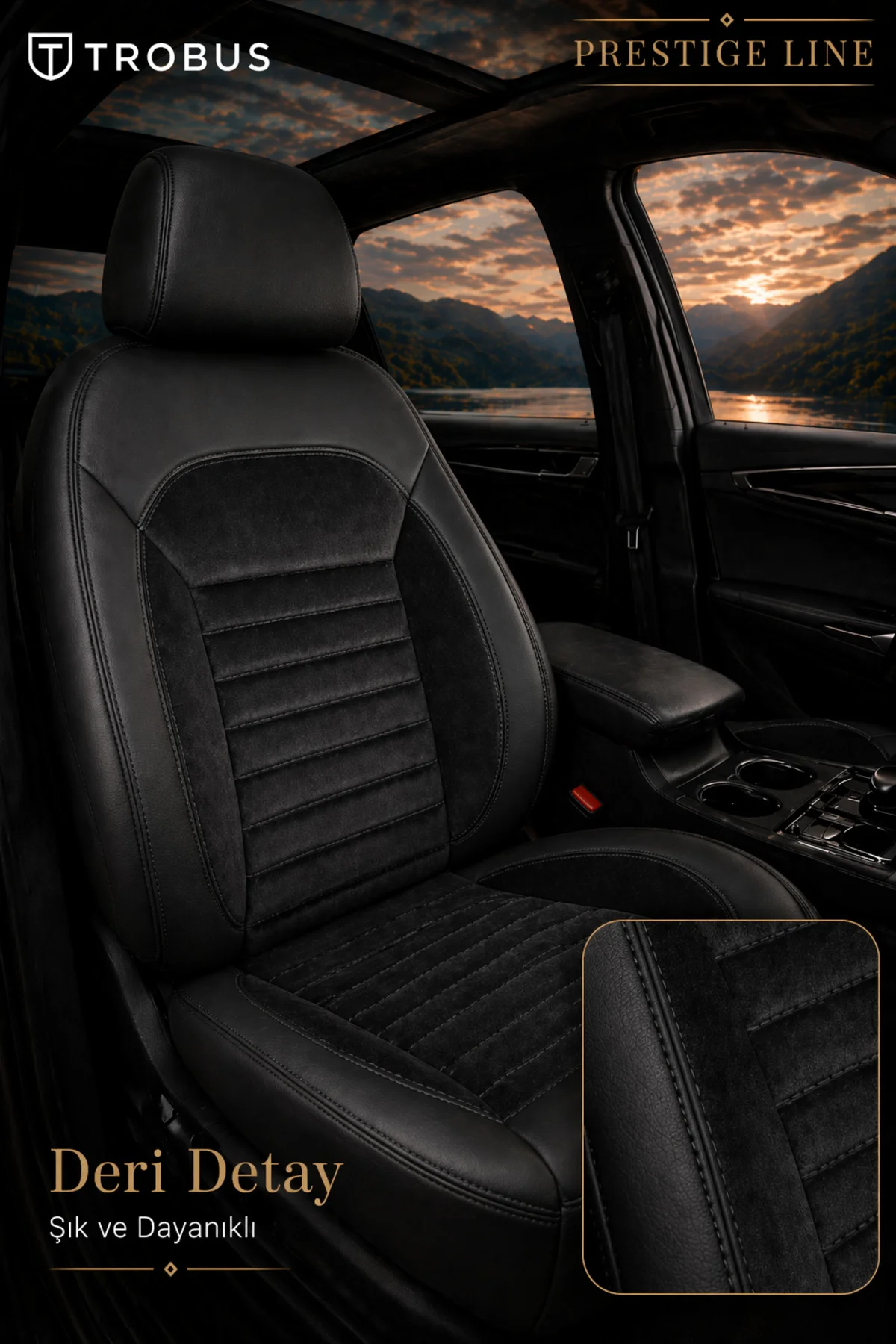 Audi A5 2010 ve Sonrası Tay Tüyü Deri Detay Koltuk Kılıfı Prestige Line Siyah