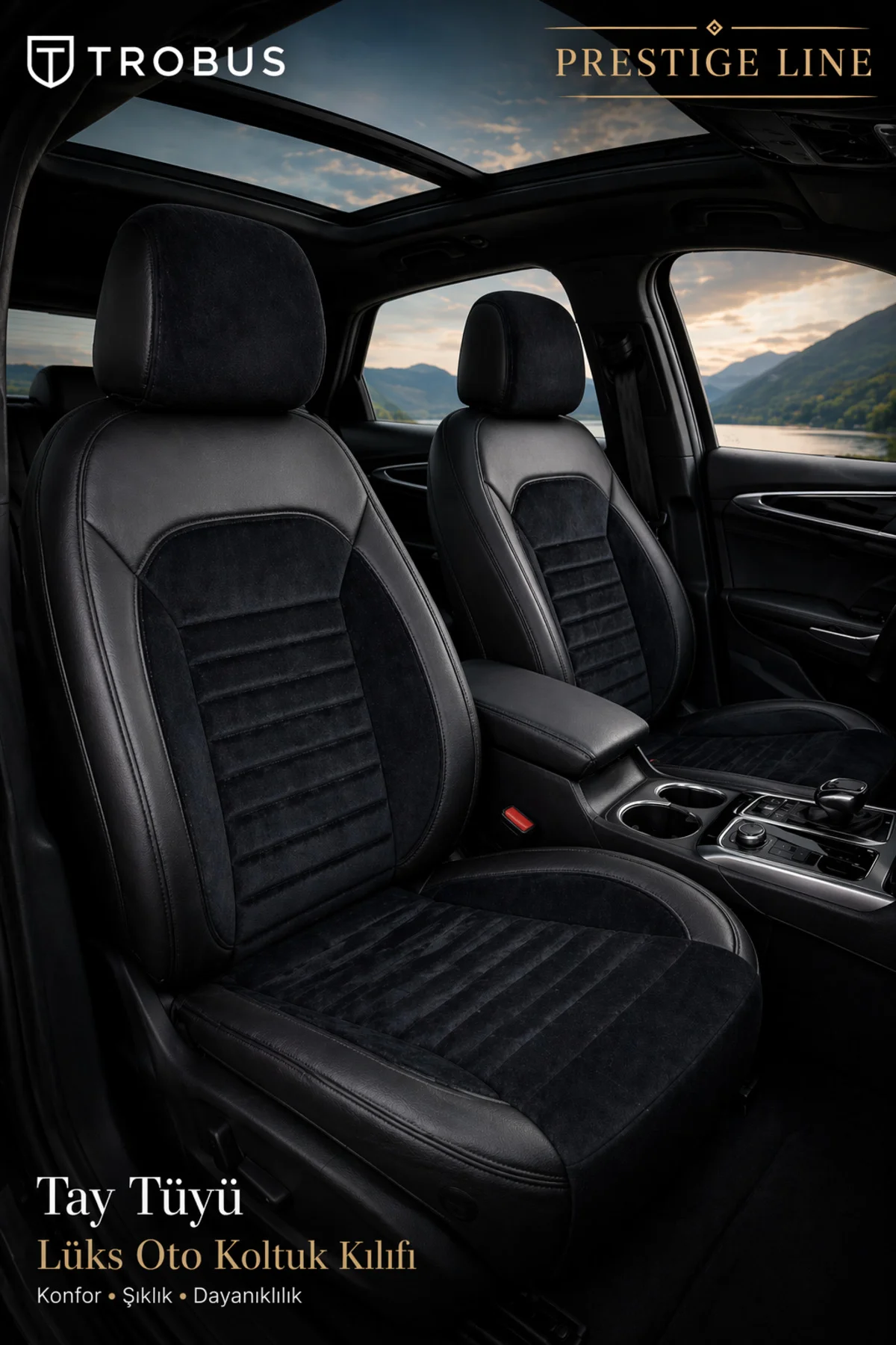 Audi A5 2010 ve Sonrası Tay Tüyü Deri Detay Koltuk Kılıfı Prestige Line Siyah