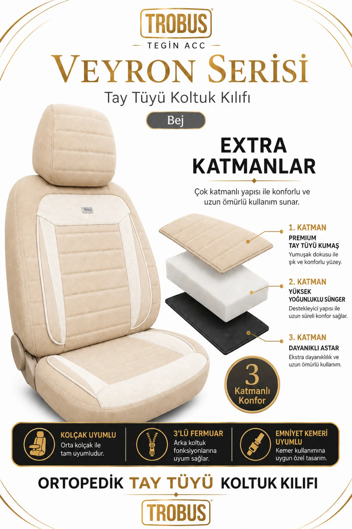 Audi A5 Quattro 2015-2019 Uyumlu Veyron Serisi Tay Tüyü Oto Koltuk Kılıfı Bej Audi A5 Quattro 2015-2019 Uyumlu Veyron Serisi Tay Tüyü Oto Koltuk Kılıfı Bej