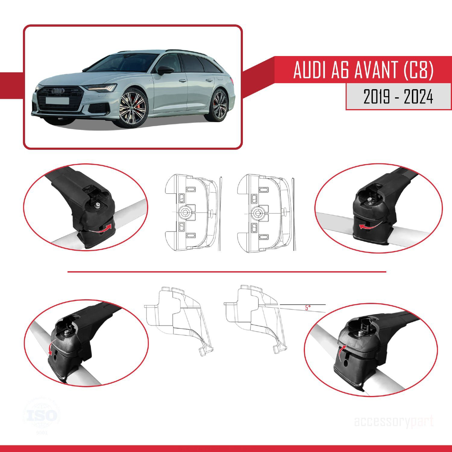 Audi A6 Avant (C8) 2019 ve Sonrası ile uyumlu ACE-2 Ara Atkı Tava