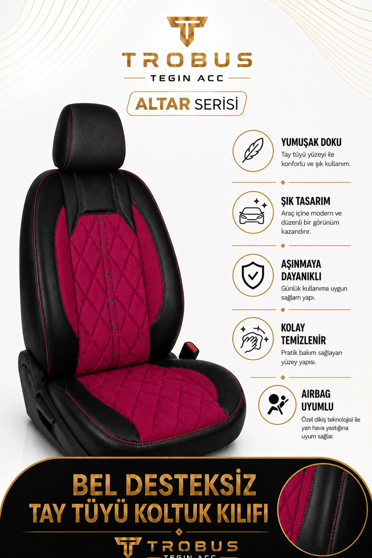 Audi A6 Sedan 2012+ Uyumlu Altar Serisi Tay Tüyü Bej Siyah Premium Koltuk Kılıfı
