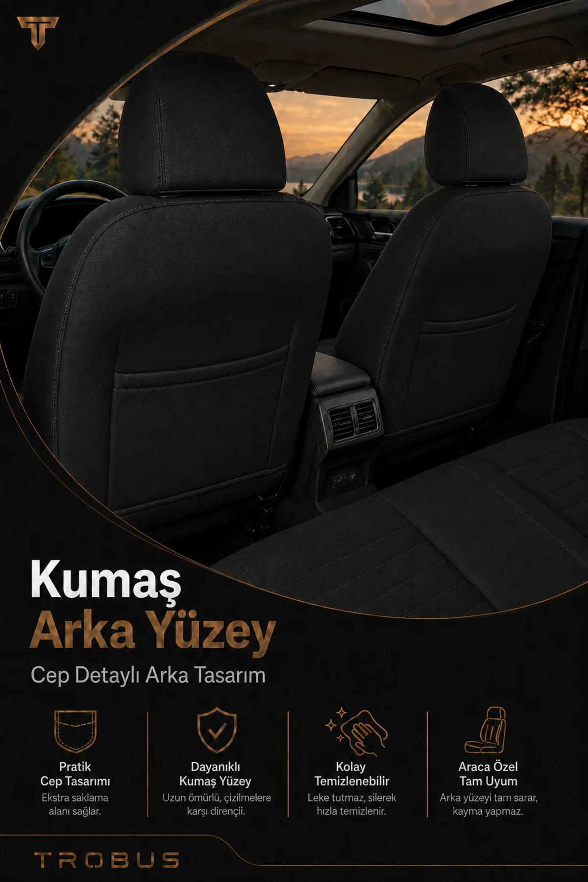 Audi A6 Sedan 2012+ Uyumlu LineaKeten Serisi Ortopedik Bej Siyah Bej Koltuk Kılıfı