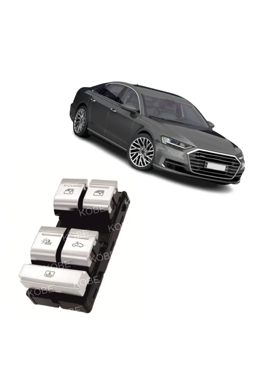 Audi A8 Uyumlu Kromlu Arka Cam Makam Anahtarı Beyaz Işıklı 2018 Ü