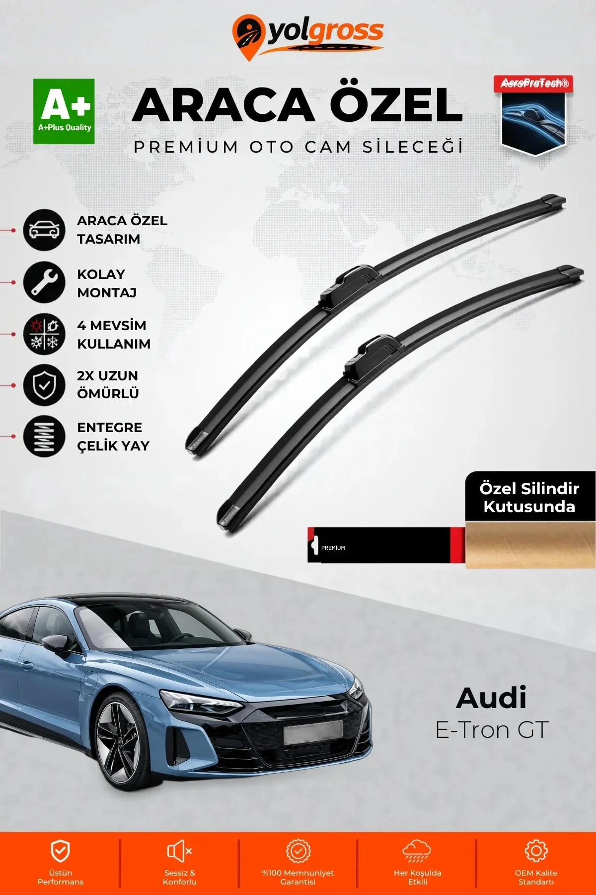 Audi E-Tron GT Ön Cam Silecek Seti 2020 Üzeri Premium Araca Özel 65-50 Cm A+ Kalite Audi E-Tron GT Ön Cam Silecek Seti 2020 Üzeri Premium Araca Özel 65-50 Cm A+ Kalite