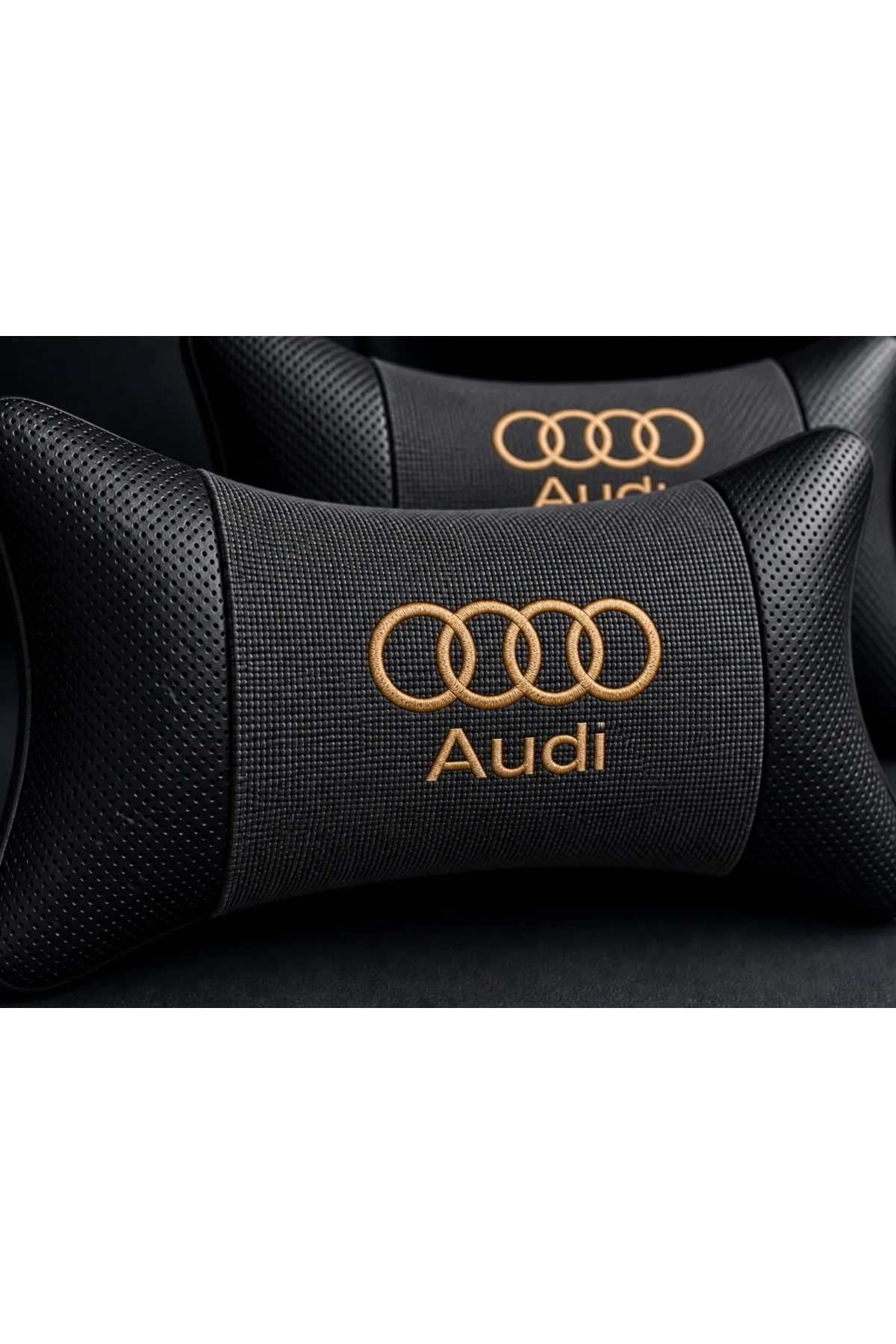 Audi Logolu Boyun Yastığı 2’li Set Füme Keten Kumaş Nakışlı Oto Koltuk Baş Destek Yastığı Audi Logolu Boyun Yastığı 2’li Set Füme Keten Kumaş Nakışlı Oto Koltuk Baş Destek Yastığı - Görsel 5