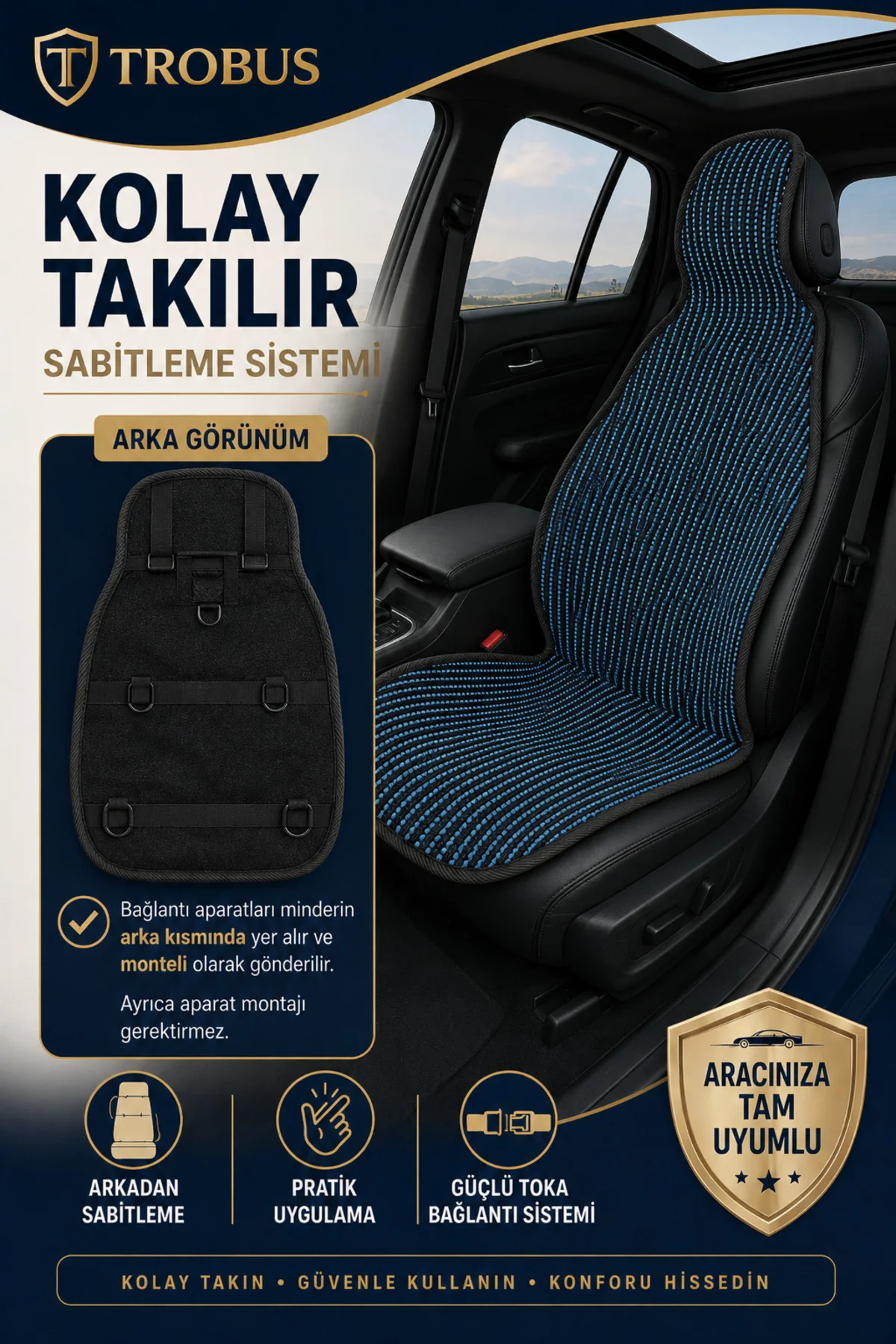 Audi Q-2 2016-2020 Uyumlu Örme Ön 2 Parça Oto Koltuk Minderi Terletmez Kaymaz Taban Siyah - Mavi Fiyatı, Yorumları ve Özellikleri