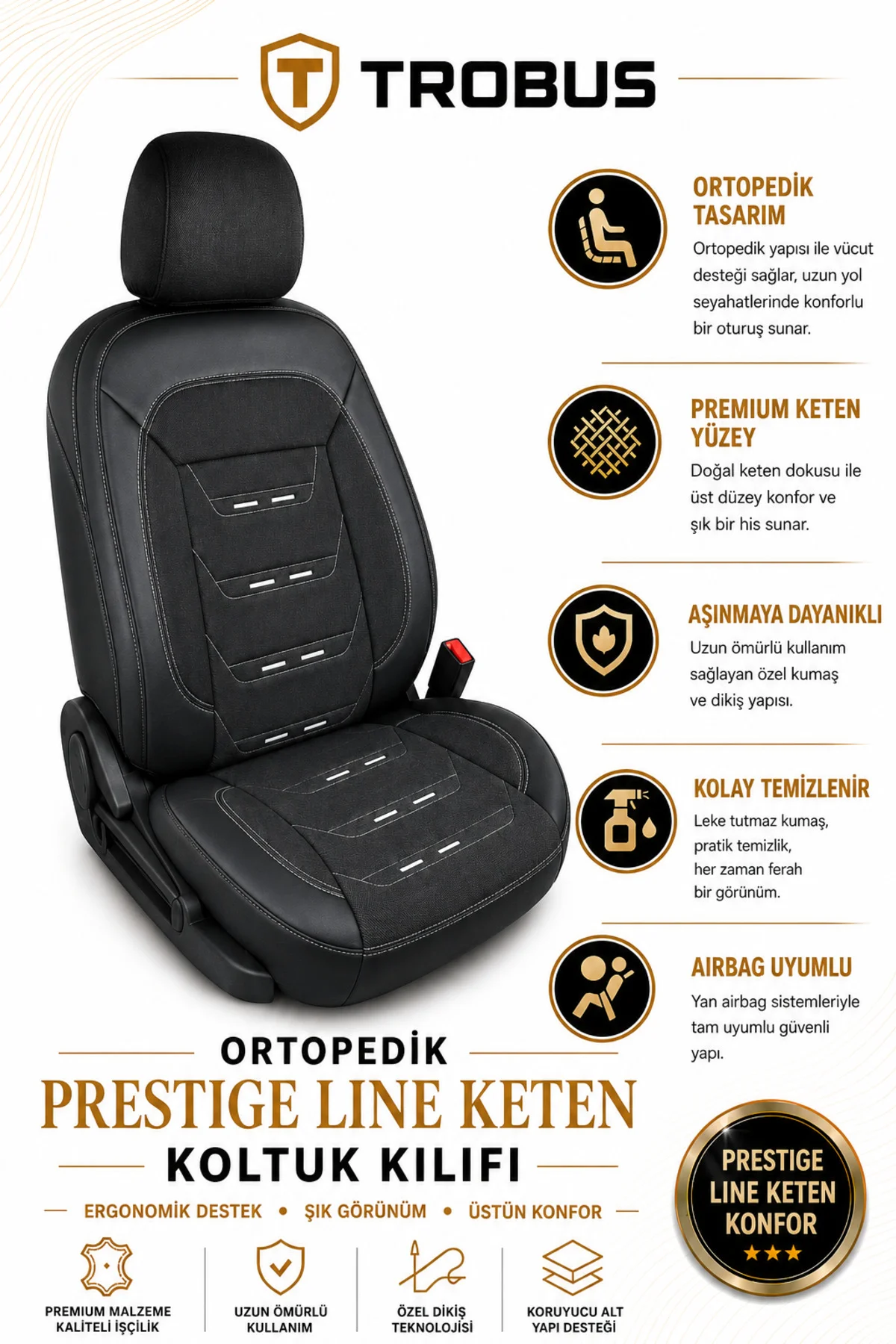 Audi Q2 2016-2020 Uyumlu Prestige Line Keten Serisi Oto Koltuk Kılıfı Siyah Beyaz Audi Q2 2016-2020 Uyumlu Prestige Line Keten Serisi Oto Koltuk Kılıfı Siyah Beyaz