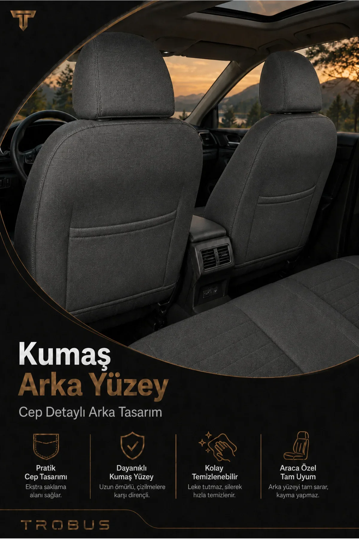 Audi Q2 2016-2020 Uyumlu Levante Serisi Bel Destekli Keten Füme Koltuk Kılıfı Audi Q2 2016-2020 Uyumlu Levante Serisi Bel Destekli Keten Füme Koltuk Kılıfı - Görsel 7