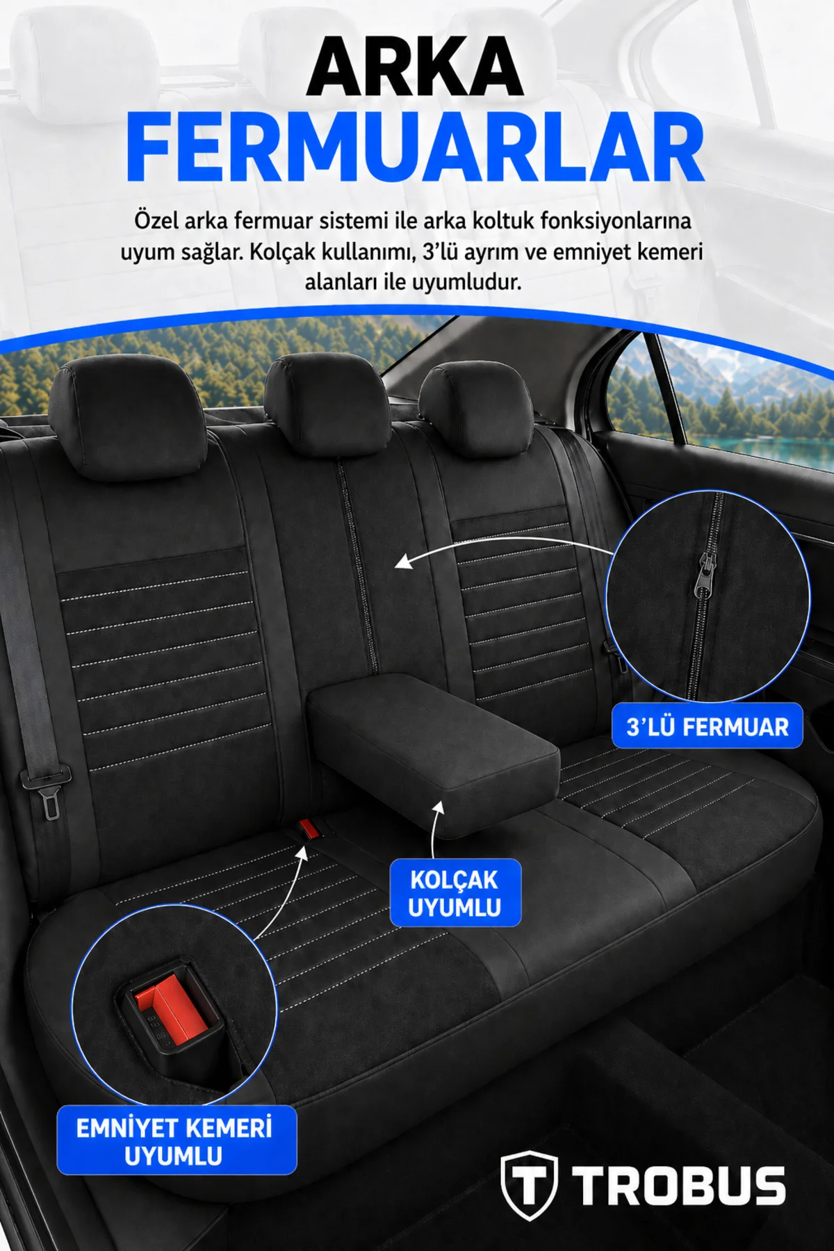 Audi Q3 2011 ve Sonrası Uyumlu Apex Serisi Siyah Koltuk Kılıfı