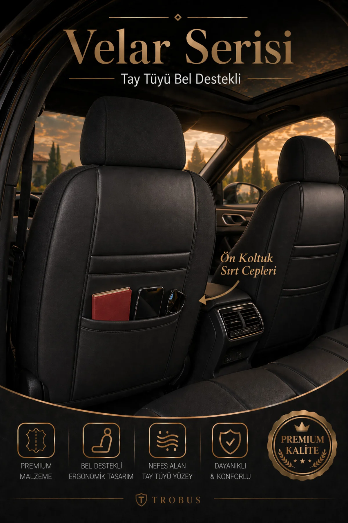 Audi Q3 2011 ve Sonrası Bel Destekli Tay Tüyü Koltuk Kılıfı Velar