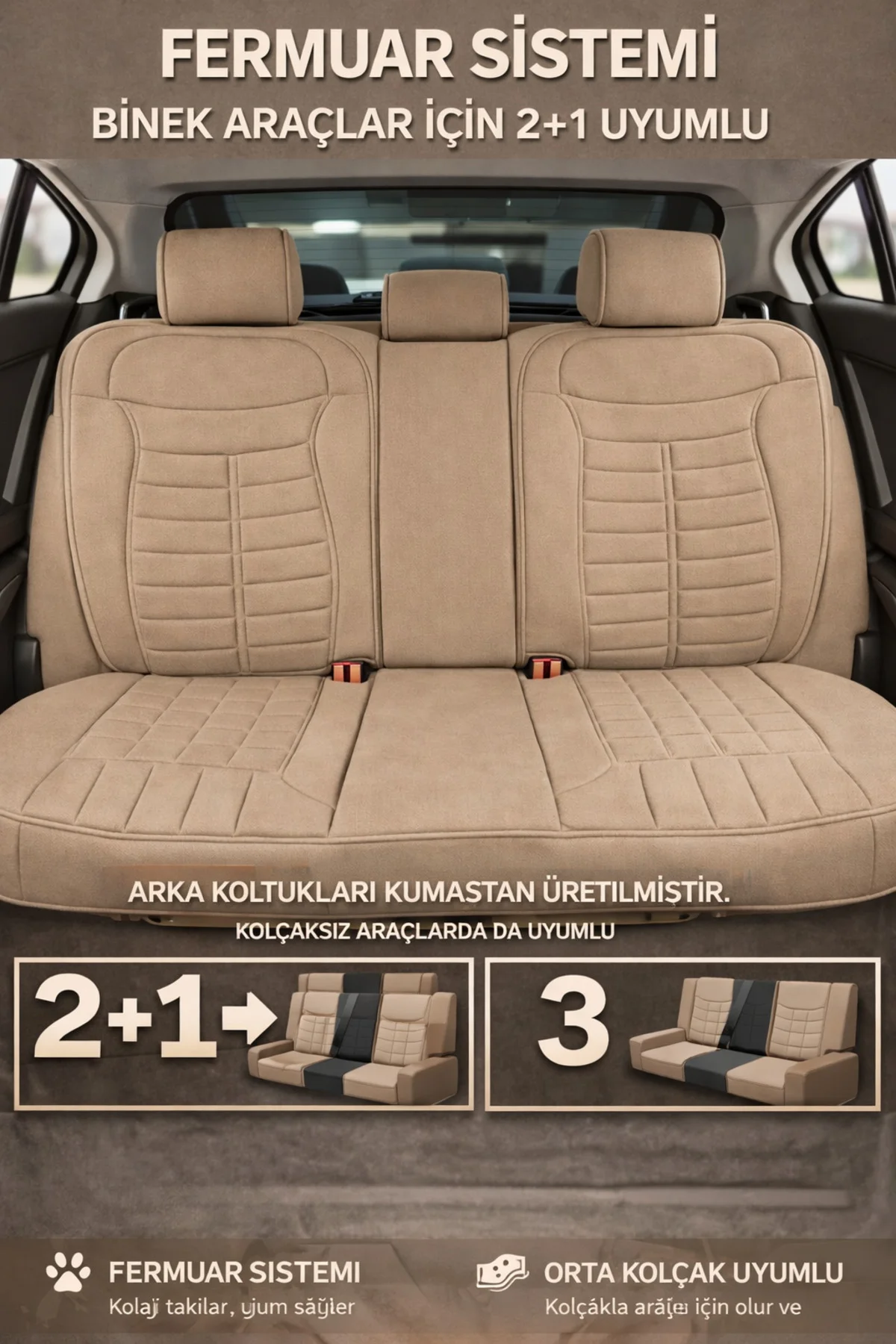 Audi Q3 Quattro 2013-2016 Uyumlu Mira 5li Oto Koltuk Minderi Bej Fiyatı, Yorumları ve Özellikleri
