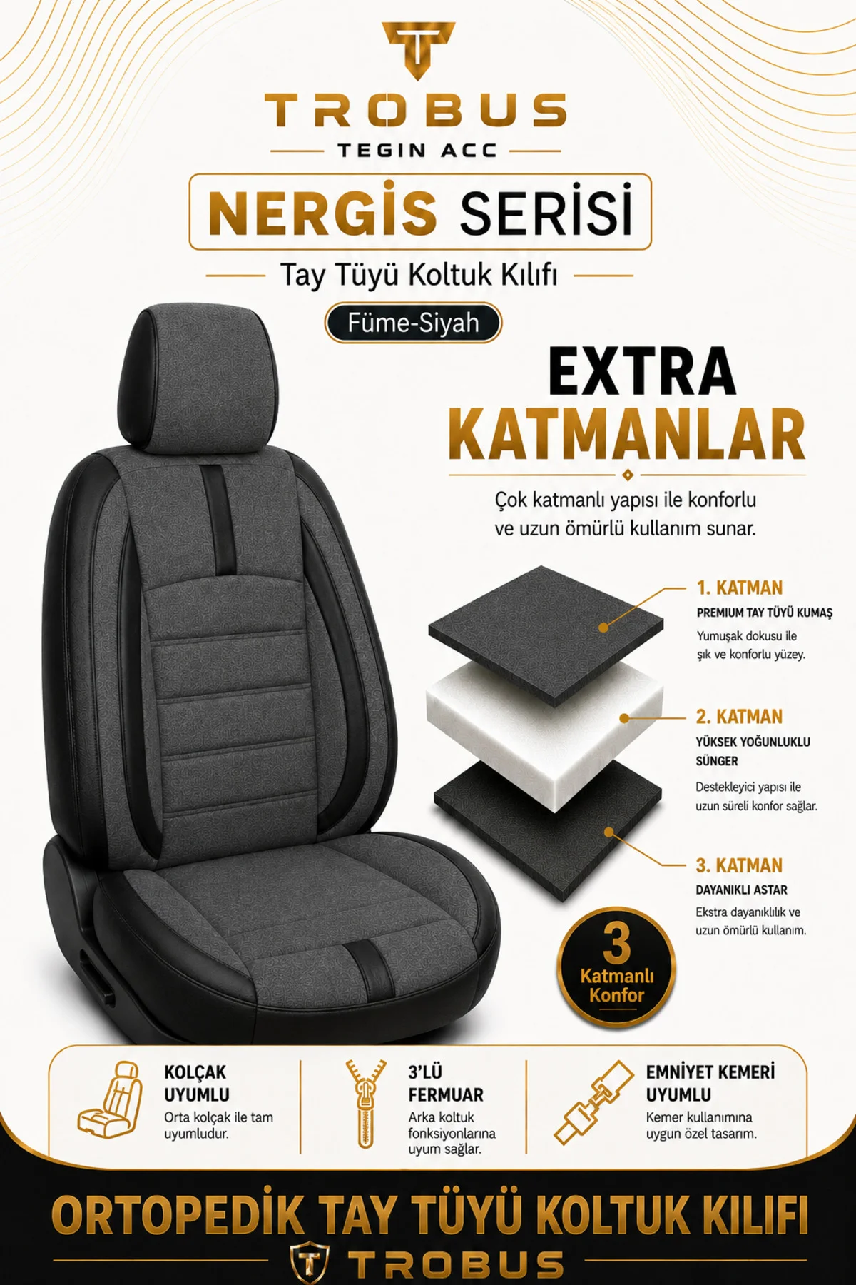 Audi Q3 Quattro 2013-2016 Uyumlu Nergis Serisi Tay Tüyü Oto Koltuk Kılıfı Füme Siyah Audi Q3 Quattro 2013-2016 Uyumlu Nergis Serisi Tay Tüyü Oto Koltuk Kılıfı Füme Siyah