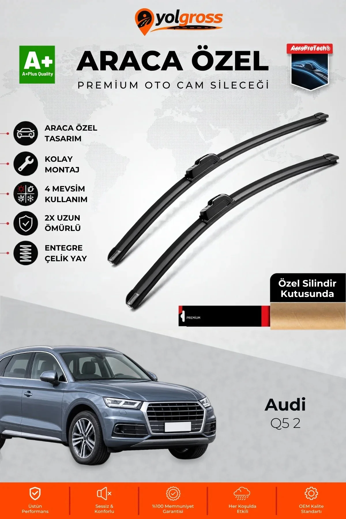 Audi Q5 2 Ön Cam Silecek Seti 2016-2025 Premium Araca Özel 60-50 Cm A+ Kalite