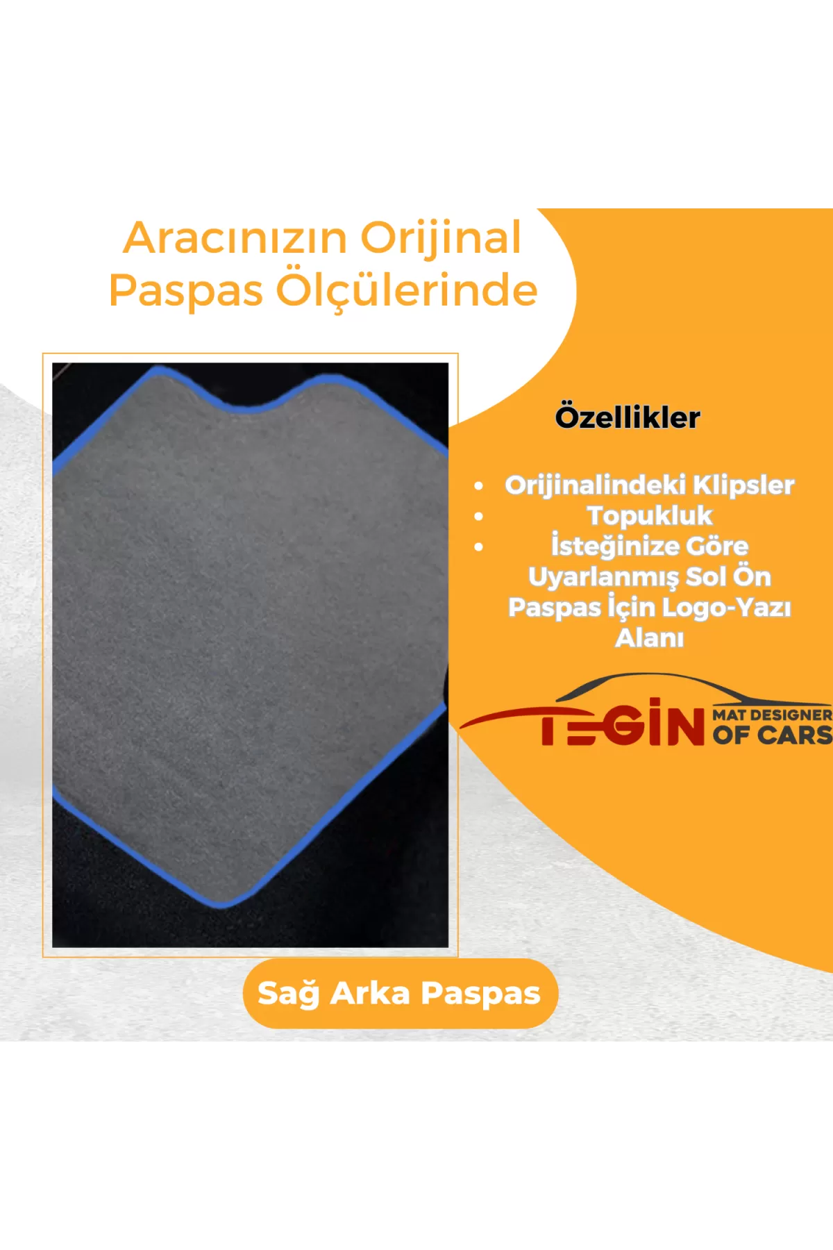 Audi Q5 2008-2017 Prime Gri Halı Mavi Kenar Halı Paspas