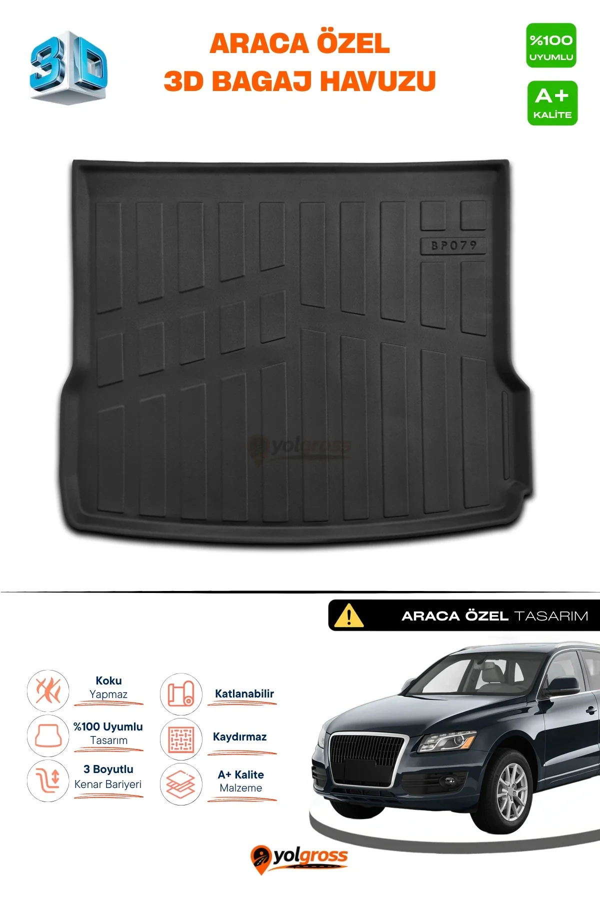 Audi Q5 3D Pro Bagaj Havuzu 2009-2017 A+ Kalite