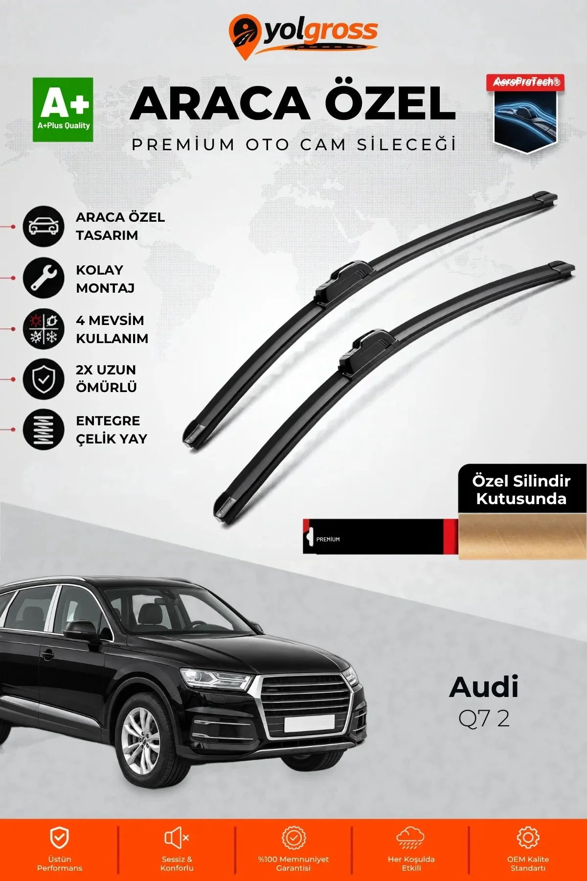 Audi Q7 2 Ön Cam Silecek Seti 2015 Üzeri Premium Araca Özel 70-50 Cm A+ Kalite Audi Q7 2 Ön Cam Silecek Seti 2015 Üzeri Premium Araca Özel 70-50 Cm A+ Kalite