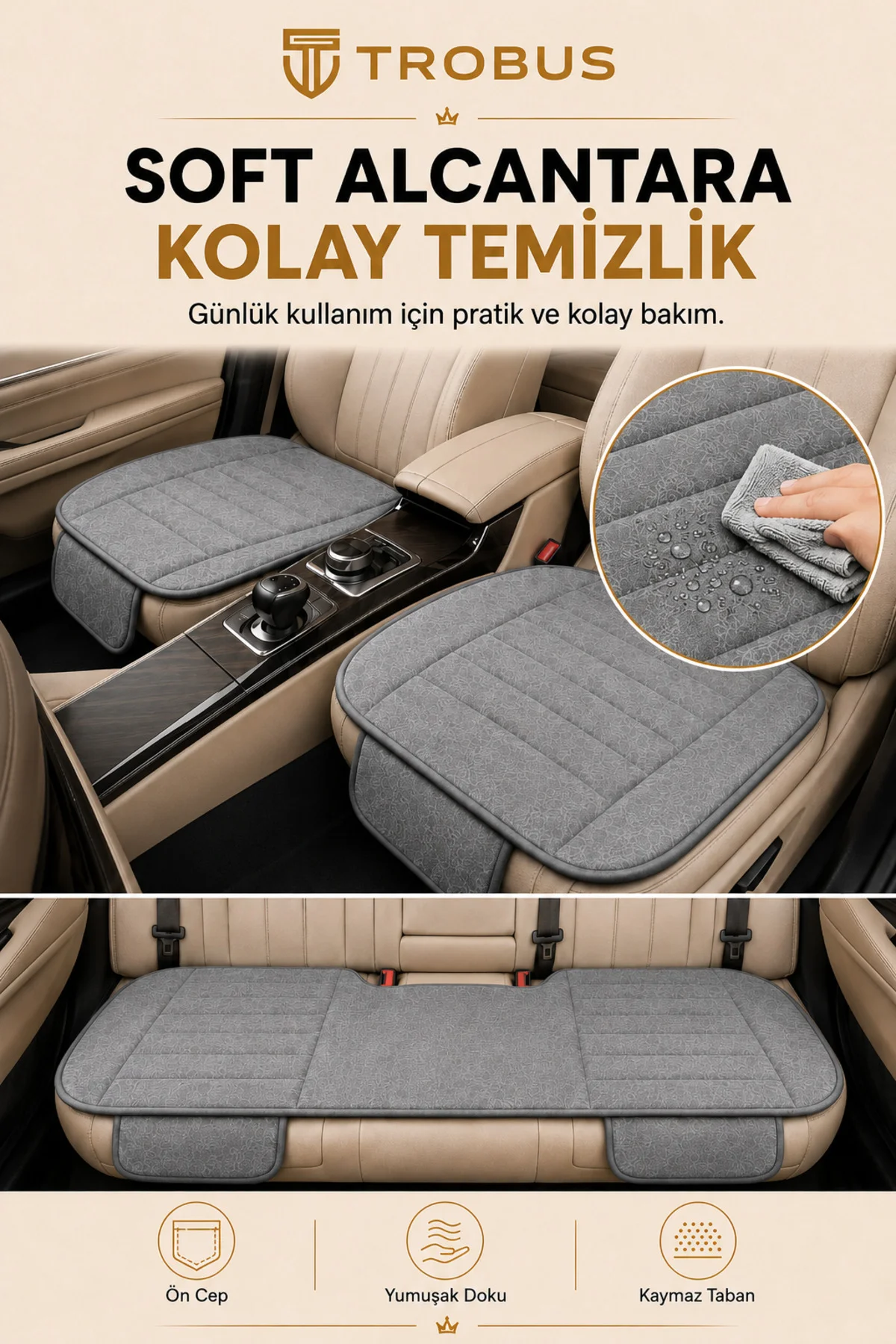 Audi Q7 2006-2015 Soft Alkantara Baby Face 3'lü Oturak Minder Gri Fiyatı, Yorumları ve Özellikleri