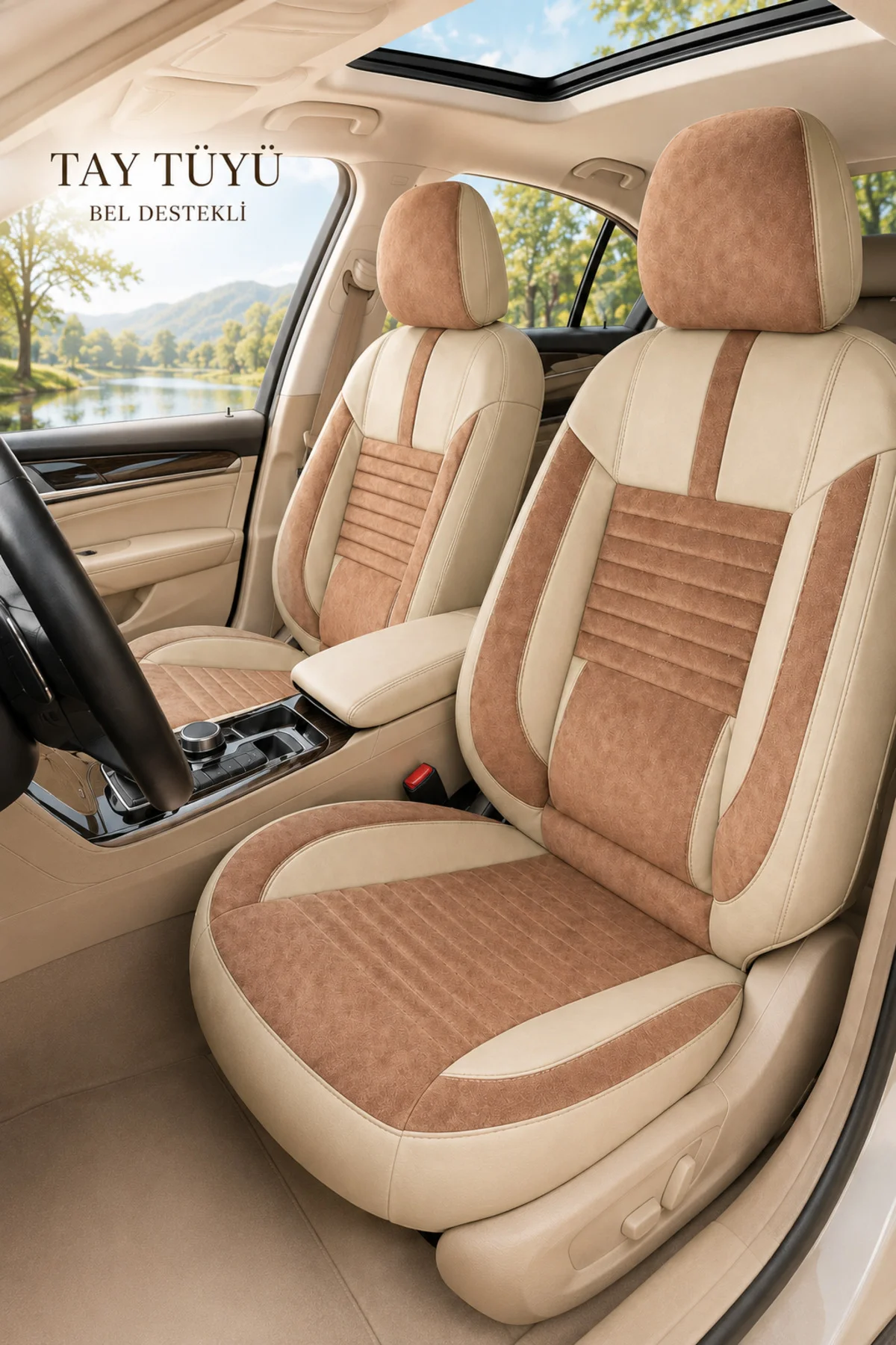 Audi Q7 2006-2015 Uyumlu Apex Serisi Tay Tüyü Oto Koltuk Kılıfı Bej Kahve Audi Q7 2006-2015 Uyumlu Apex Serisi Tay Tüyü Oto Koltuk Kılıfı Bej Kahve