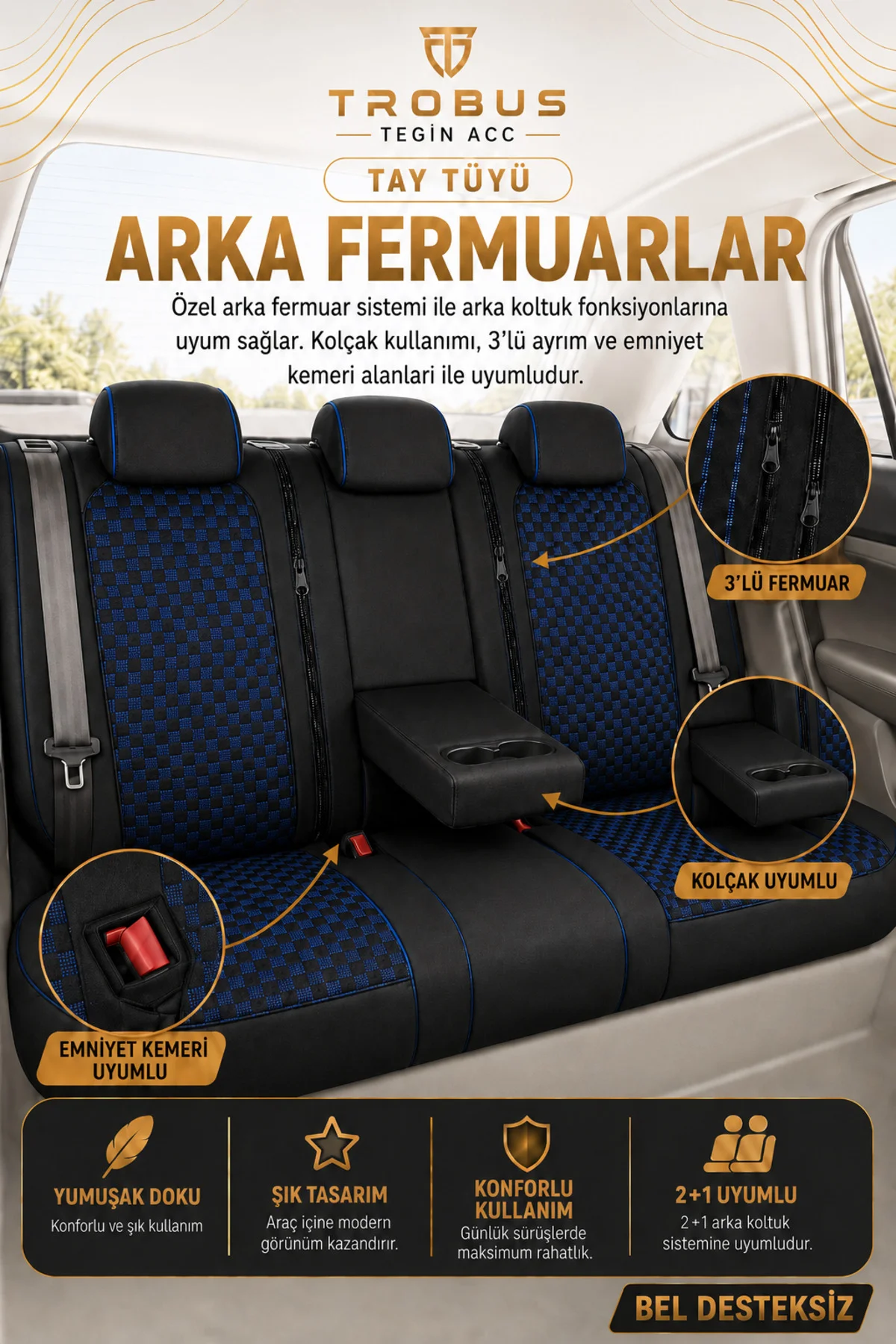 Audi Q7 2006-2015 Uyumlu Altay Bel Destekli Tay Tüyü Siyah Mavi Koltuk Kılıfı Fiyatı, Yorumları ve Özellikleri