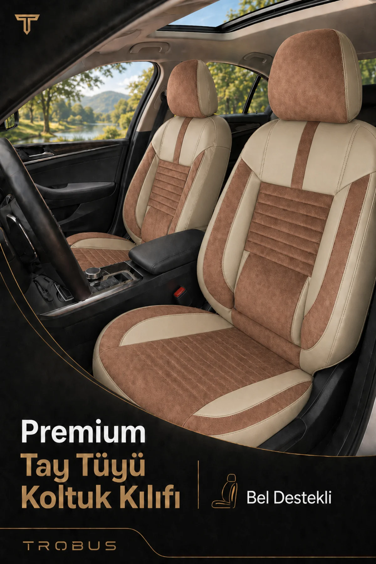 Audi Q7 2006-2015 Uyumlu Apex Serisi Tay Tüyü Oto Koltuk Kılıfı Bej Kahve Audi Q7 2006-2015 Uyumlu Apex Serisi Tay Tüyü Oto Koltuk Kılıfı Bej Kahve