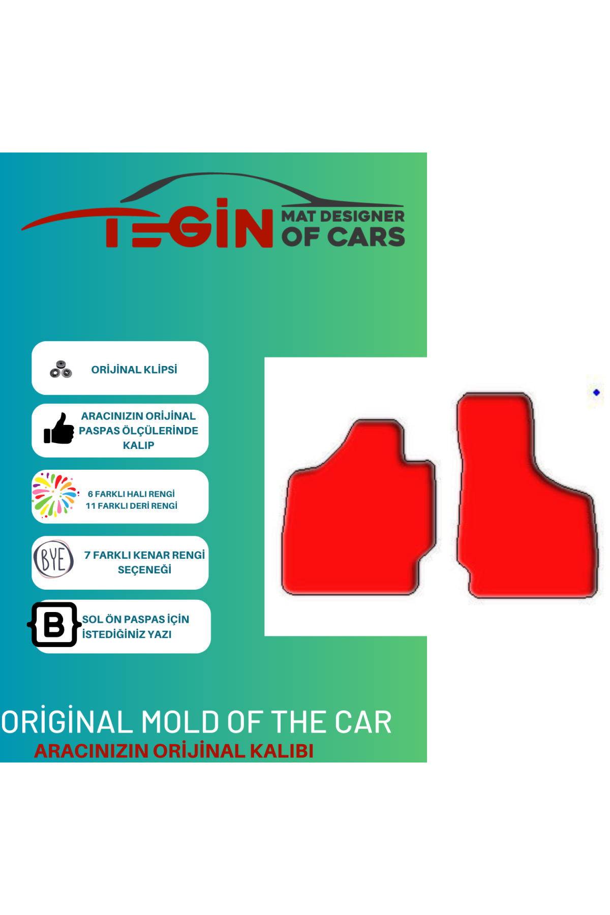 Audi Tt 8j 2006-2014 Prime Siyah Kırmızı Deri Kırmızı Kenar Paspa