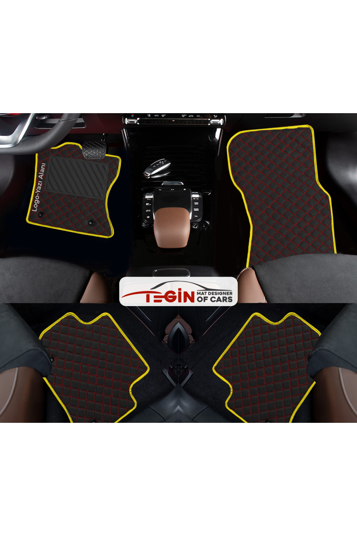 Audi Tt 8j 2006-2014 Prime Siyah Kırmızı Deri Sarı Kenar Paspas