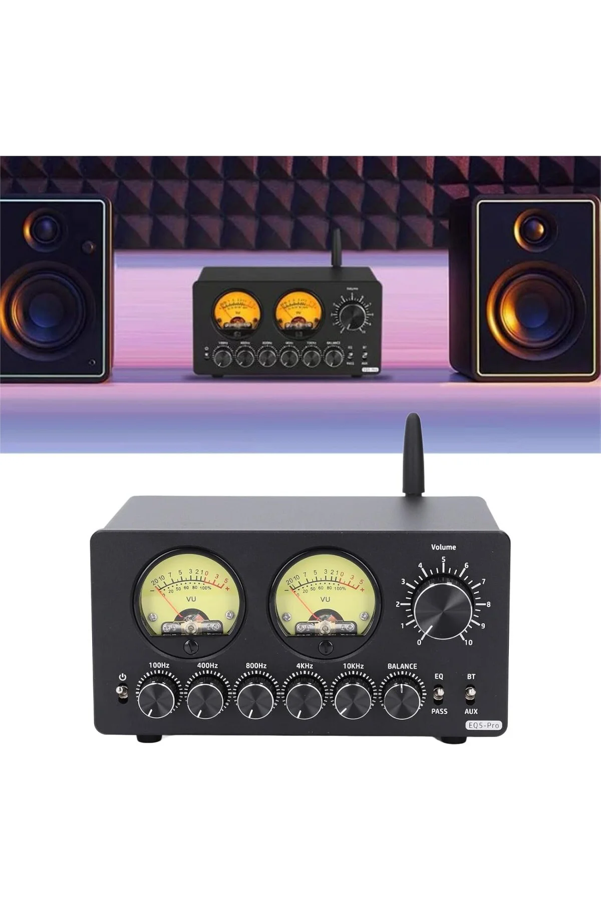 Audio 5 Band Ekolayzır, Ev Stereo Için Vintage Vu Metre Ile 5.0 E