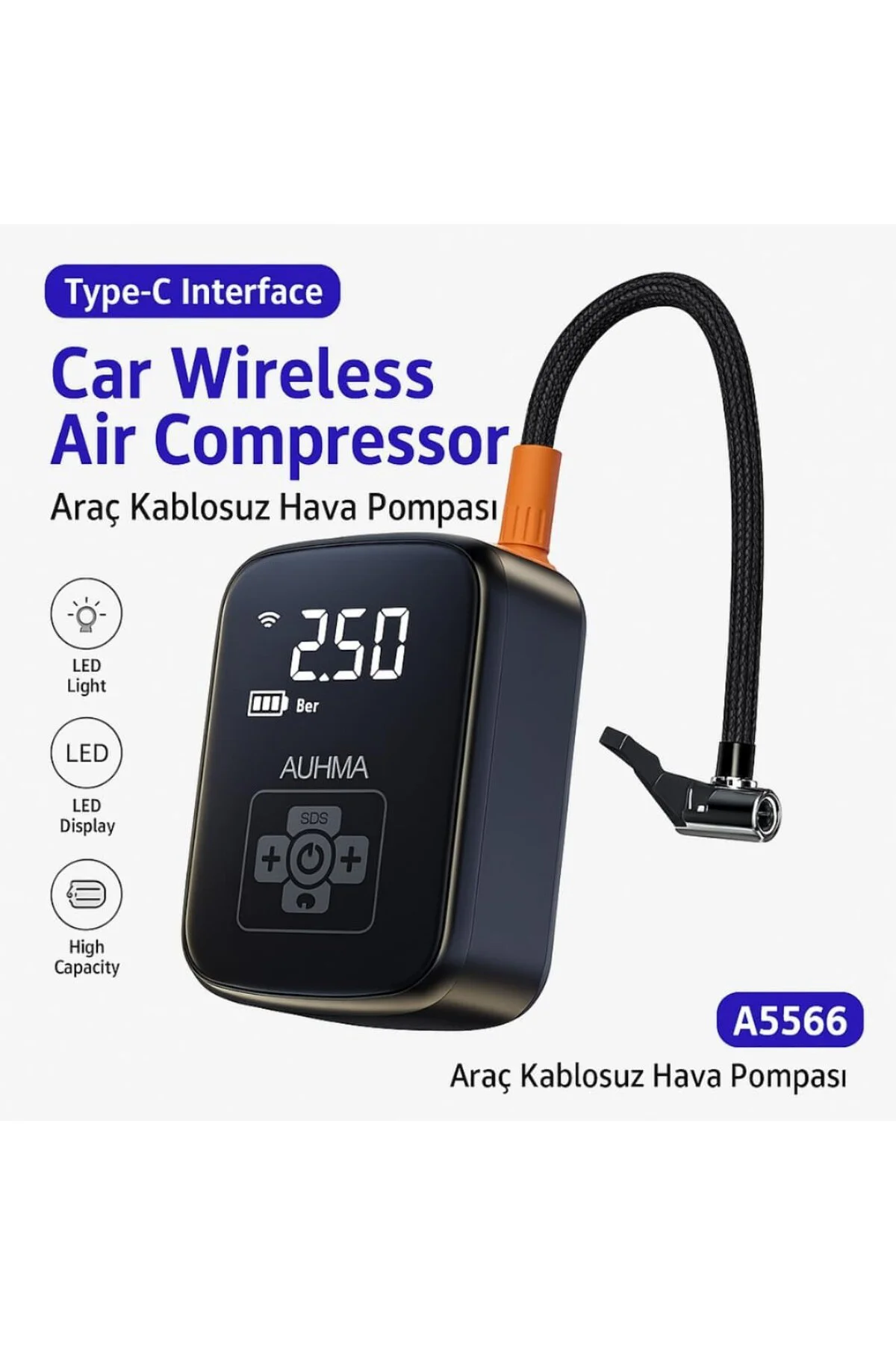 Auhma Hava Pompası Kompresörü, 150 PSI Dijital Göstergeli Oto Kom
