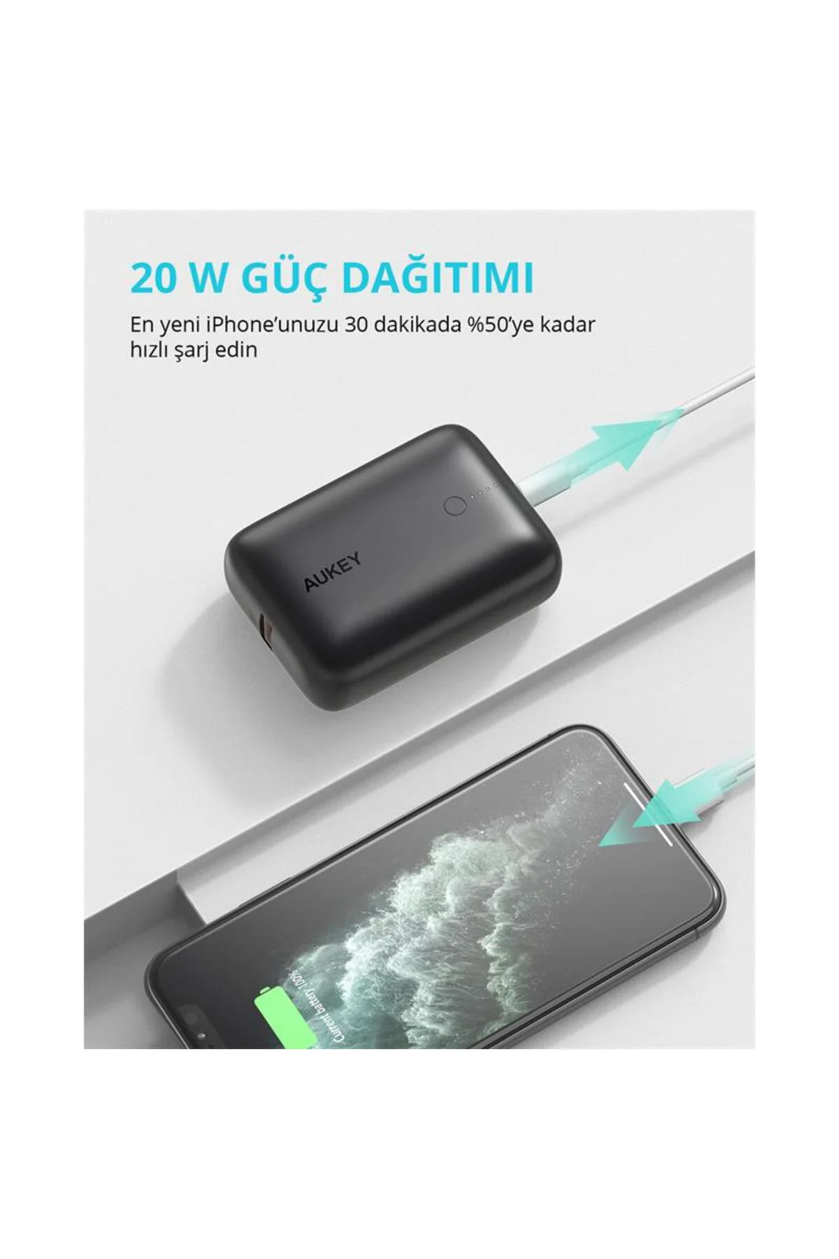 AUKEY PB-N83S-BK 22.5W SCP 18W PD VE QC 3.0 10000 MAH PD MİNİ TYP