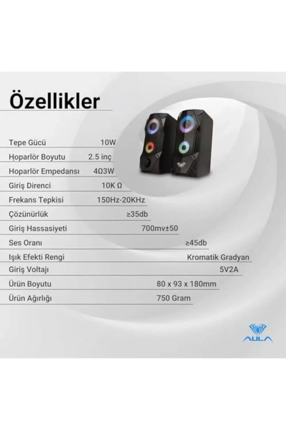 Aula N-301 10W Masaüstü RGB Gaming Oyuncu PC 1+1 Speaker Hoparlör
