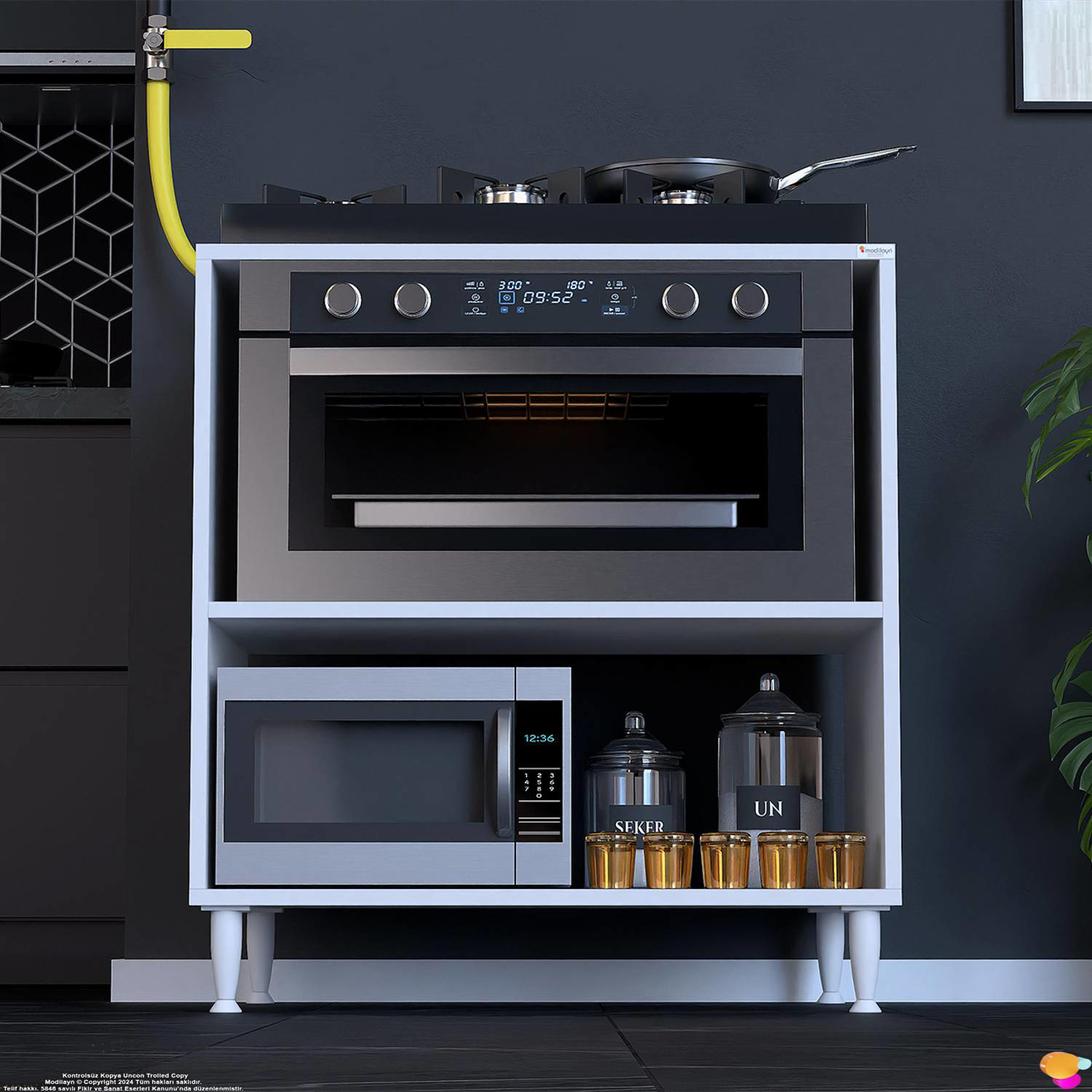 Aura 80 cm Set Üstü Ocak Modülü Fırınlık Mikrodalga Dolap Çok Ama - Görsel 3