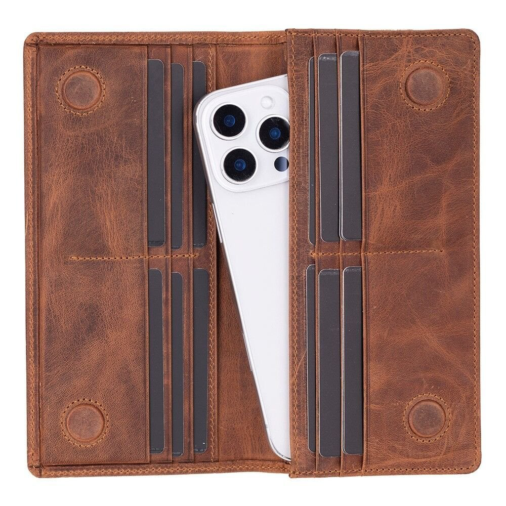 Aura Hakiki Deri, El Yapımı, Telefon Bölmeli, Kadın Cüzdanı, Açık