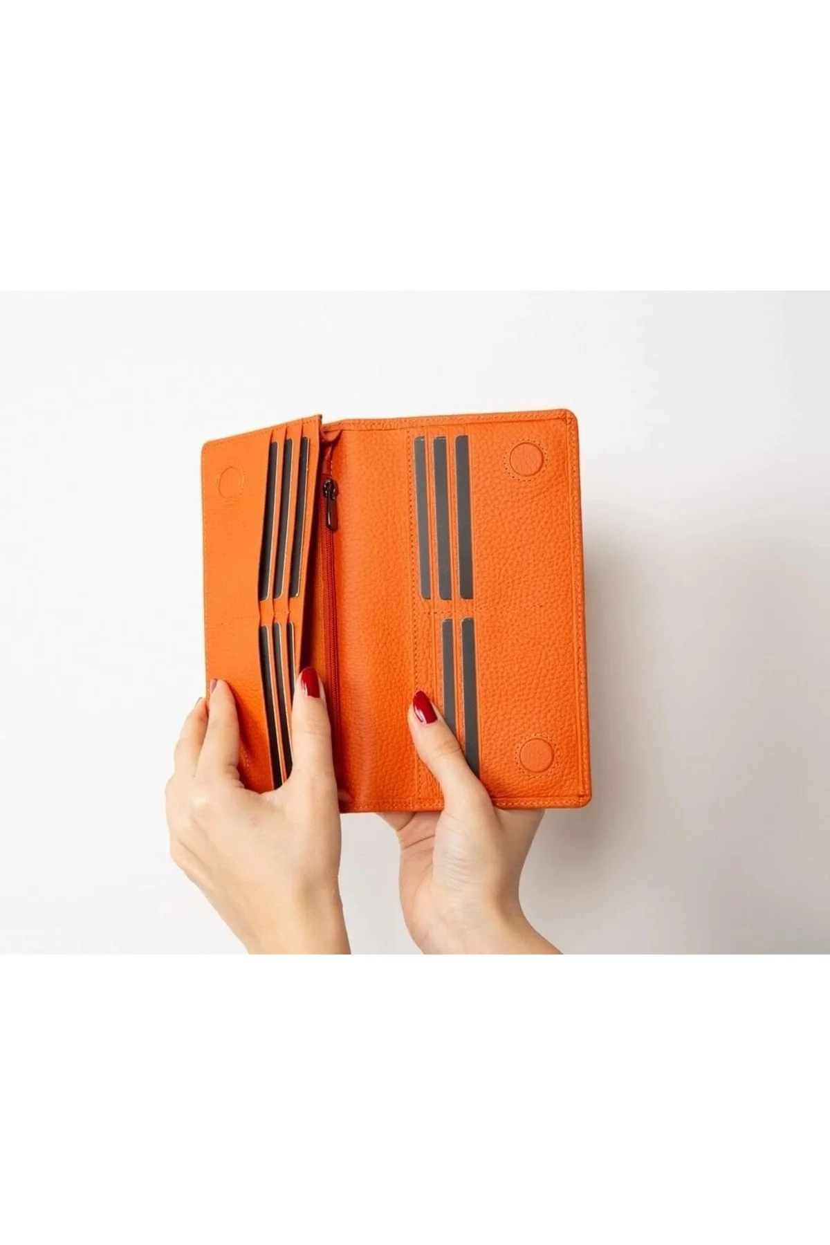 Aura Hakiki Deri, El Yapımı, Telefon Bölmeli, Kadın Cüzdanı, Port