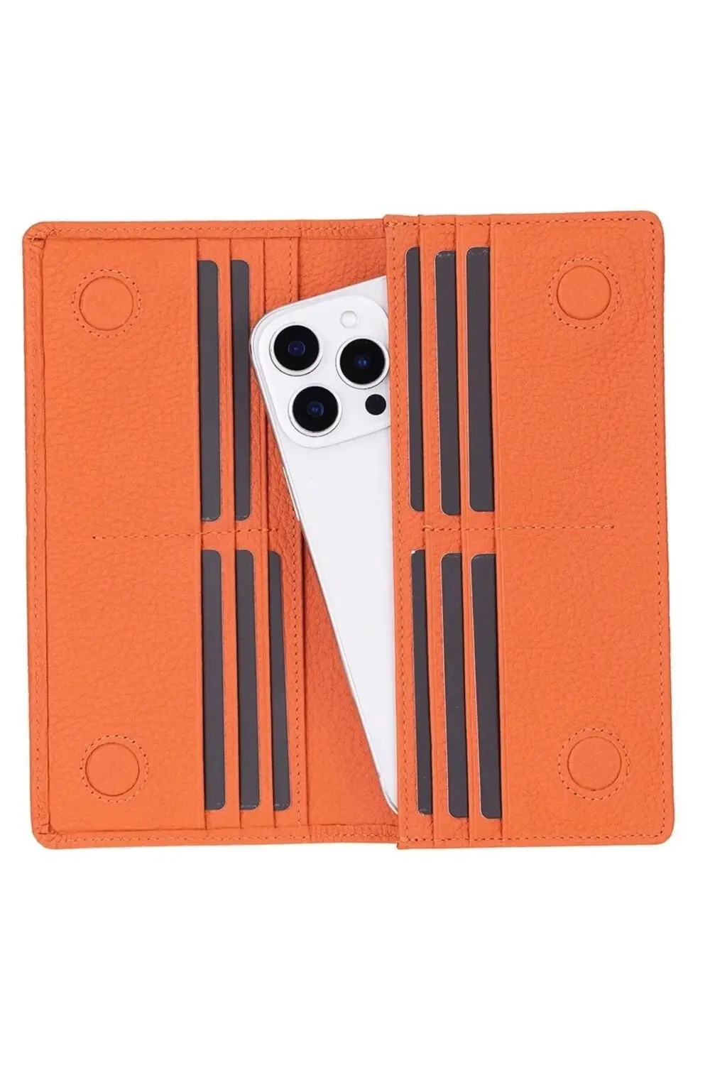 Aura Hakiki Deri, El Yapımı, Telefon Bölmeli, Kadın Cüzdanı, Port