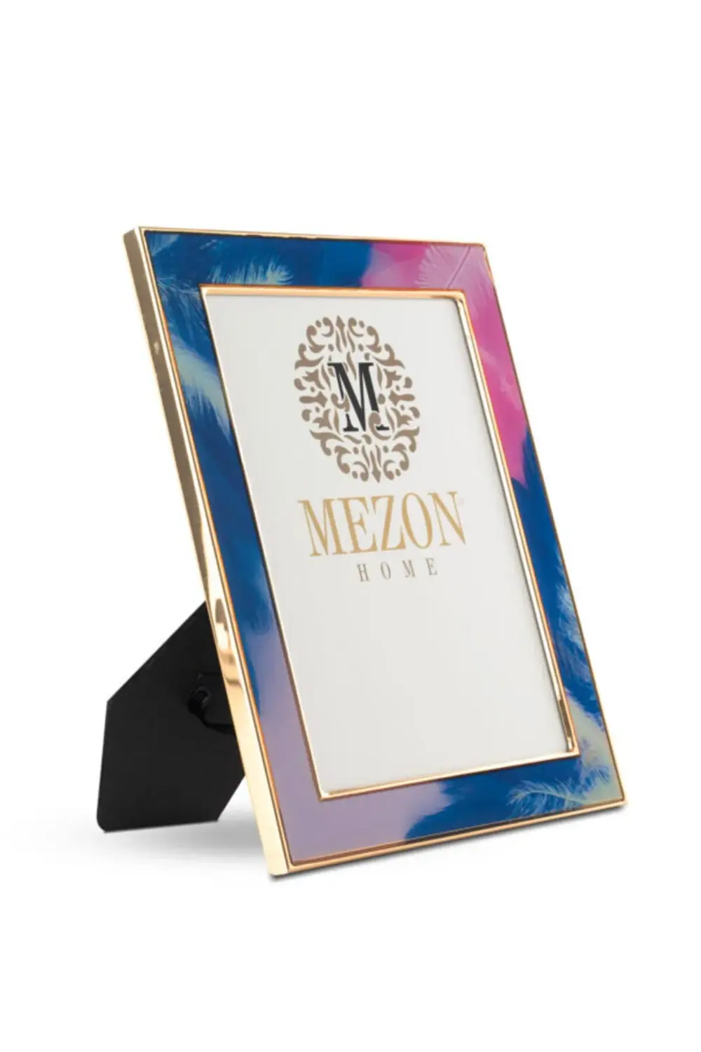 Aura Serisi | Büyüleyici Mor Mavi Tüy Desenli Gold Kenarlı BÜYÜK