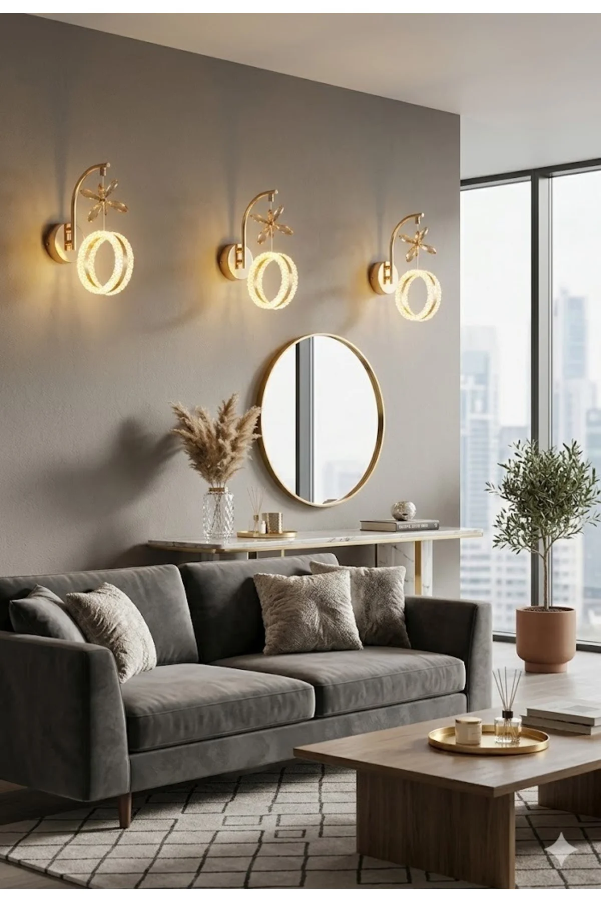 Aurea Model Tekli Gold 3 Renk Oturma Yatak Mutfak Çocuk Odası Modlu Led Aplik(KUMANDALI)