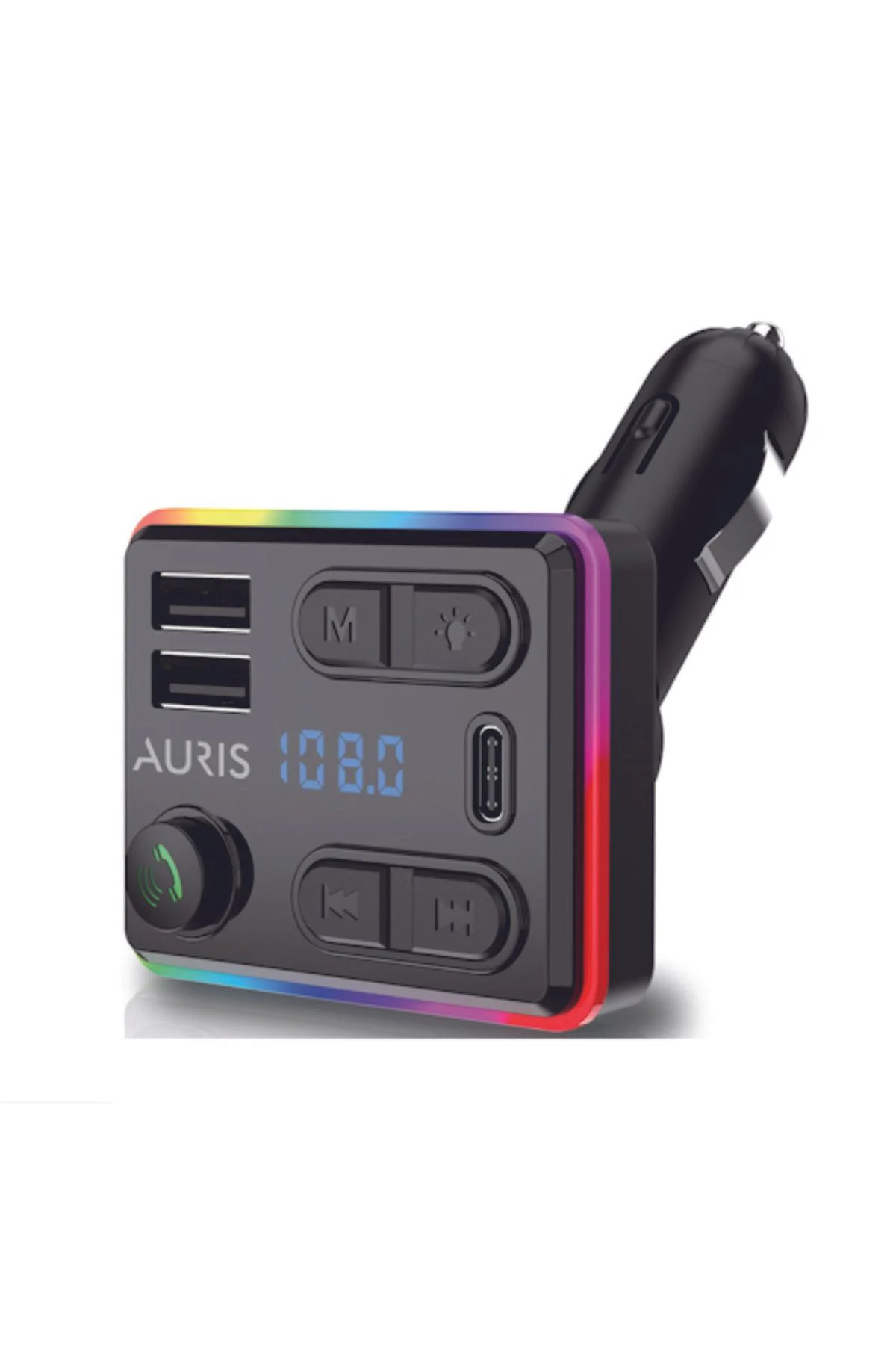 Auris Ars-M48 Bluetooth/Usb Fm 2Usb+Pd Rgb Fm Transmitter Kumanda