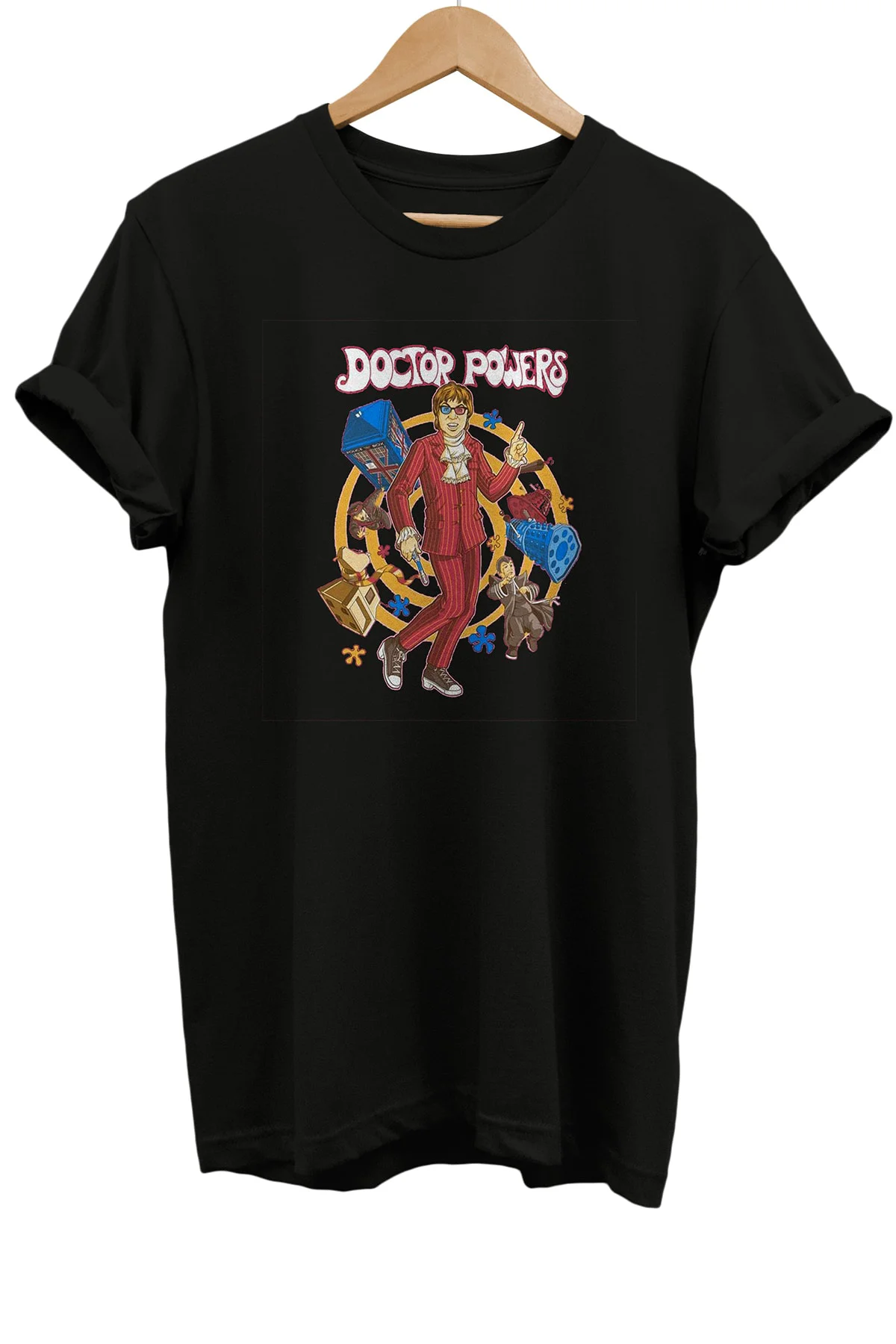 Austin Powers Baskılı %100 Pamuk Basic T-shirt Normal Beden Tişört