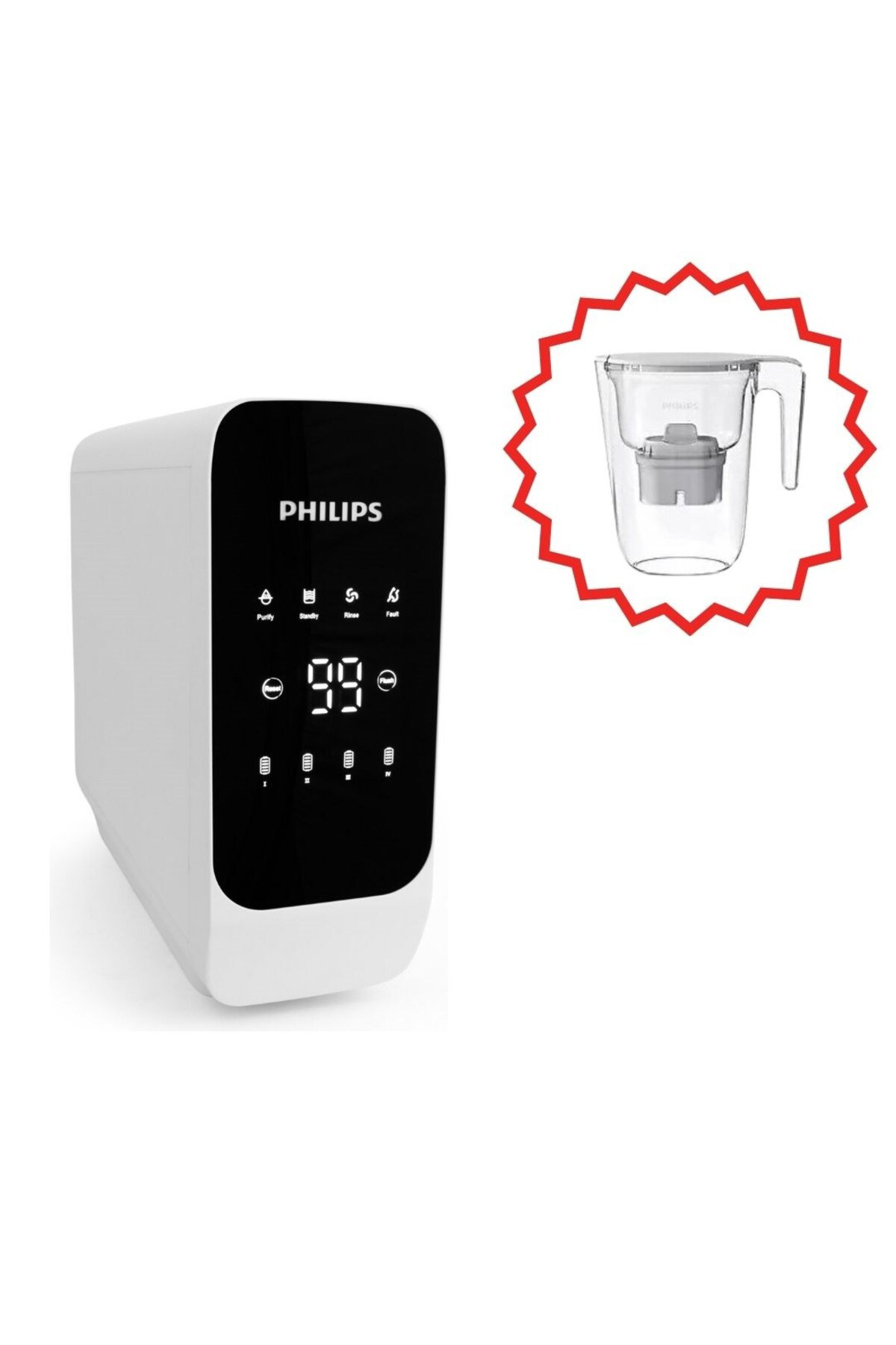 Philips Aut3063/62 Dijital Pompalı Su Arıtma Cihazı, Su Arıtma Filtreli S