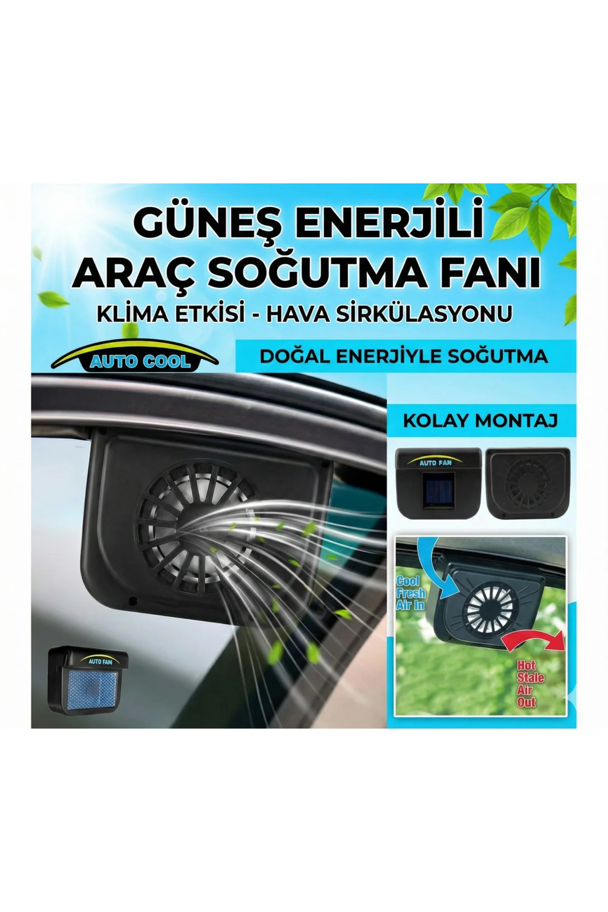 Auto Cool Güneş Enerjisiyle Çalışan Araç İçi Soğutucu Auto Cool Güneş Enerjisiyle Çalışan Araç İçi Soğutucu - Görsel 3